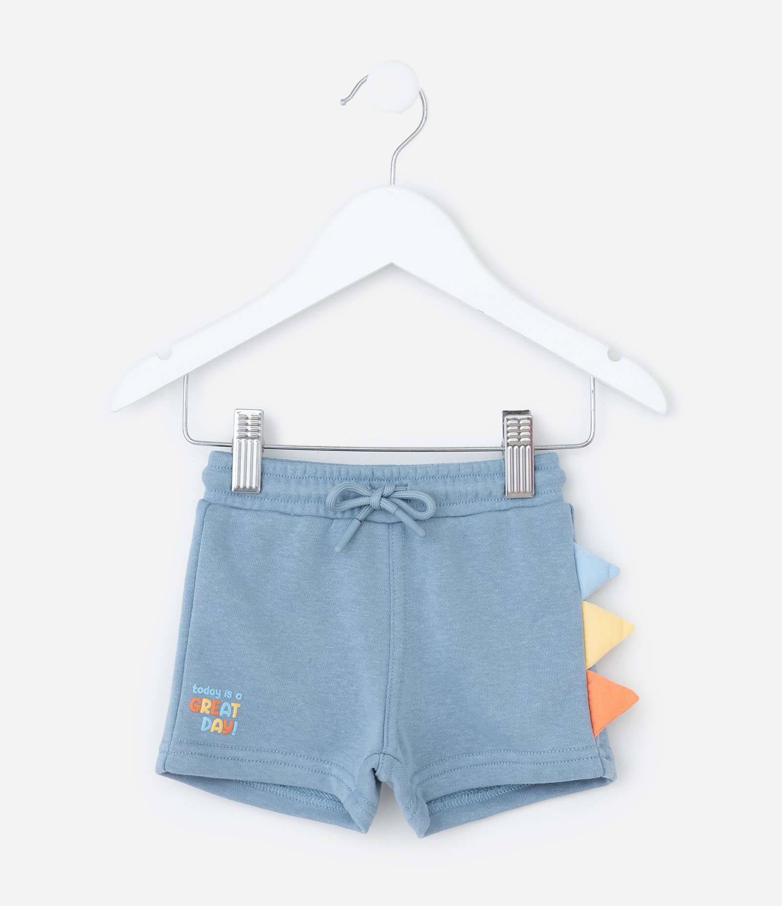 Bermuda Infantil em Moletom com Estampa Interativa Dino - Tam 0 a 18 Meses Azul 2