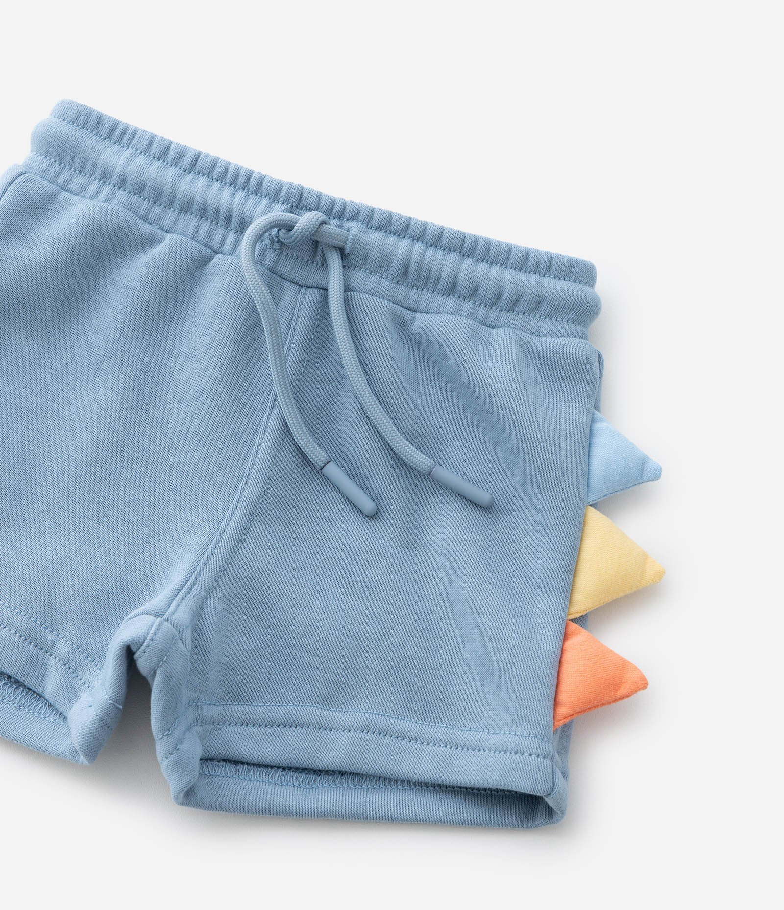 Bermuda Infantil em Moletom com Estampa Interativa Dino - Tam 0 a 18 Meses Azul 7