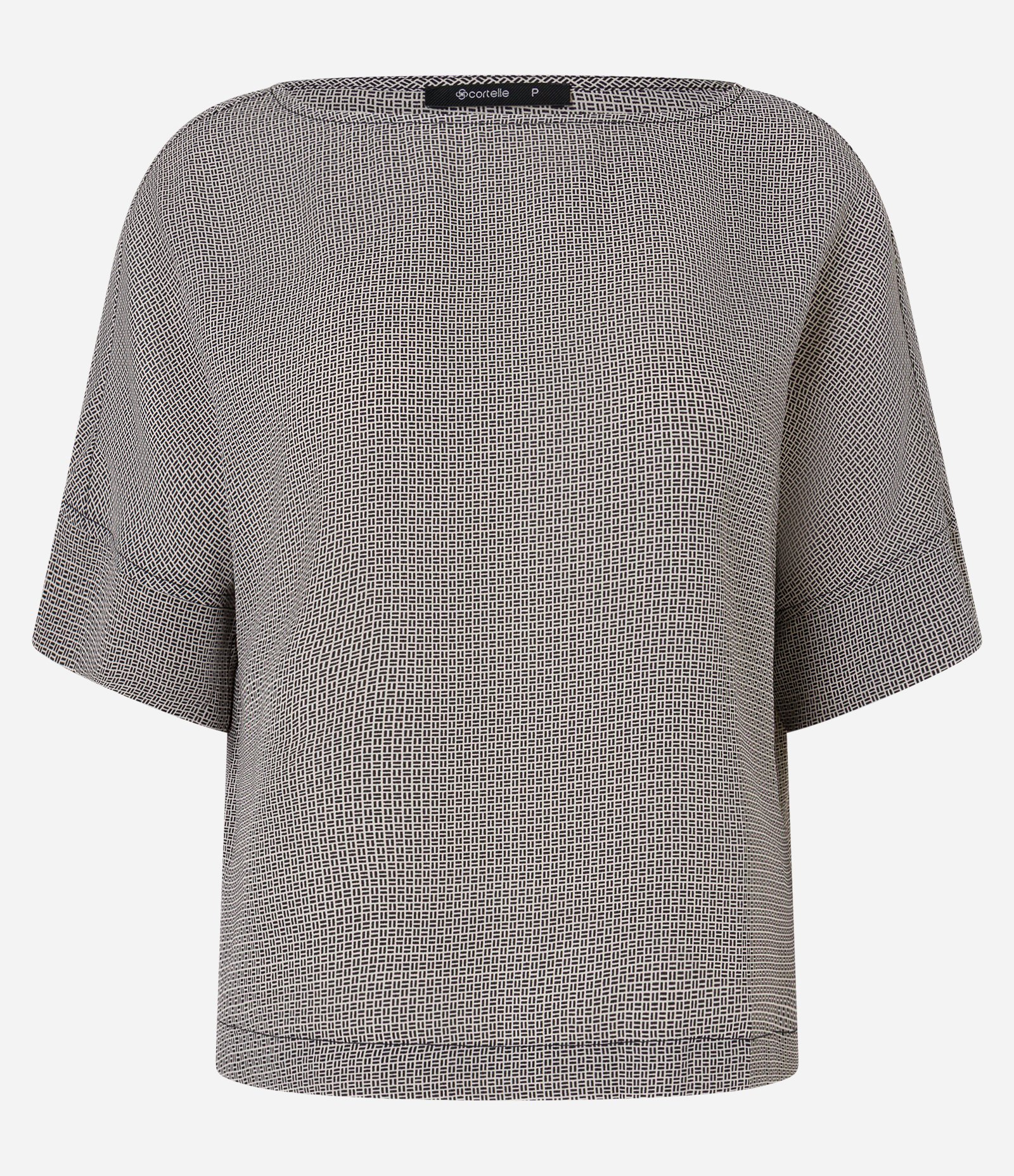 Blusa em Chiffon com Estampa Geométrica Preto 1