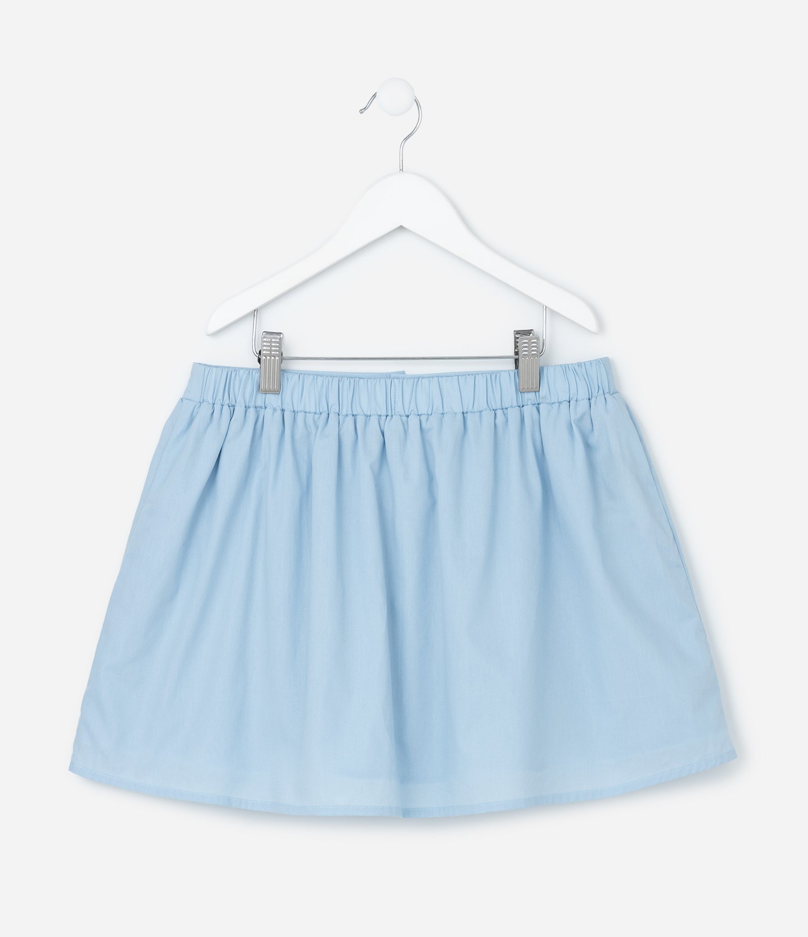 Saia Infantil em Tricoline com Botões e Pregas - Tam 5 a 14 Anos Azul 3