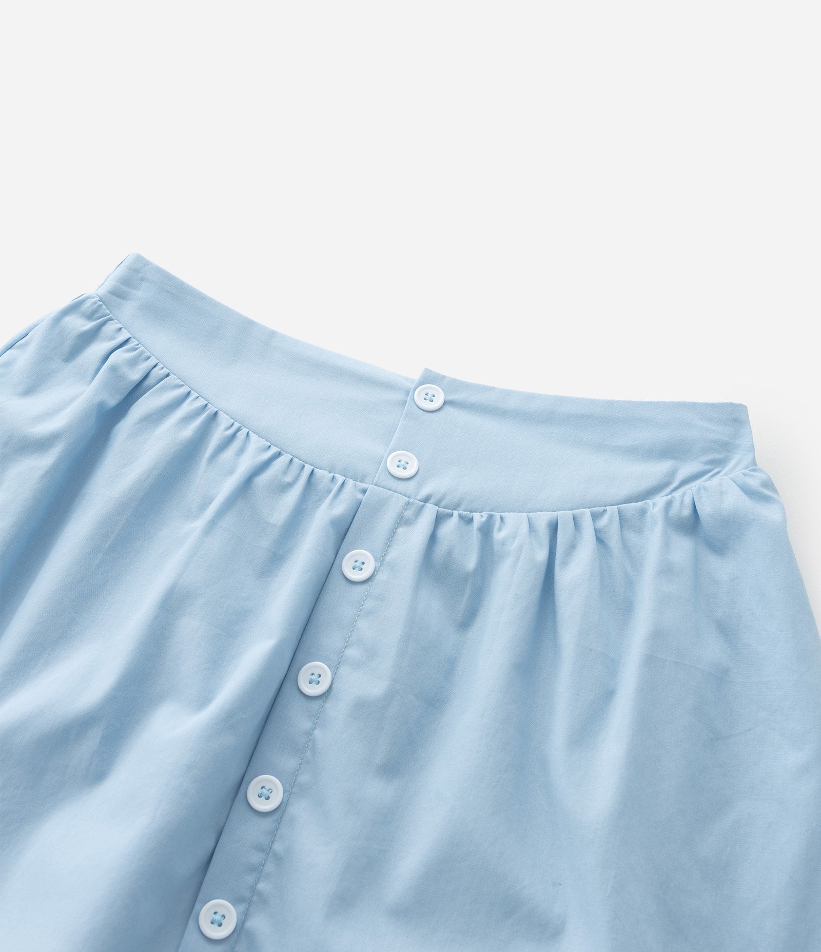 Saia Infantil em Tricoline com Botões e Pregas - Tam 5 a 14 Anos Azul 7