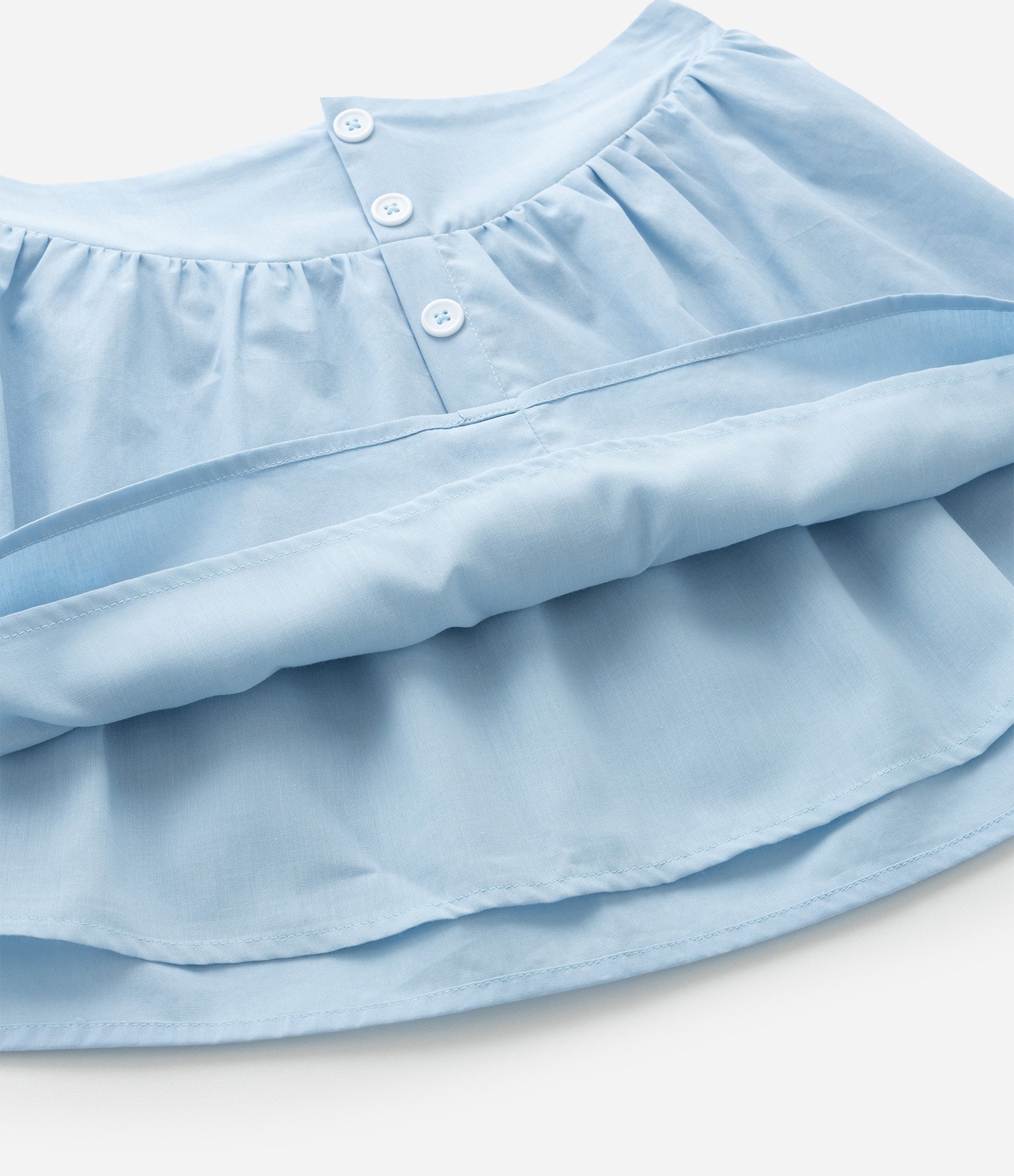 Saia Infantil em Tricoline com Botões e Pregas - Tam 5 a 14 Anos Azul 8