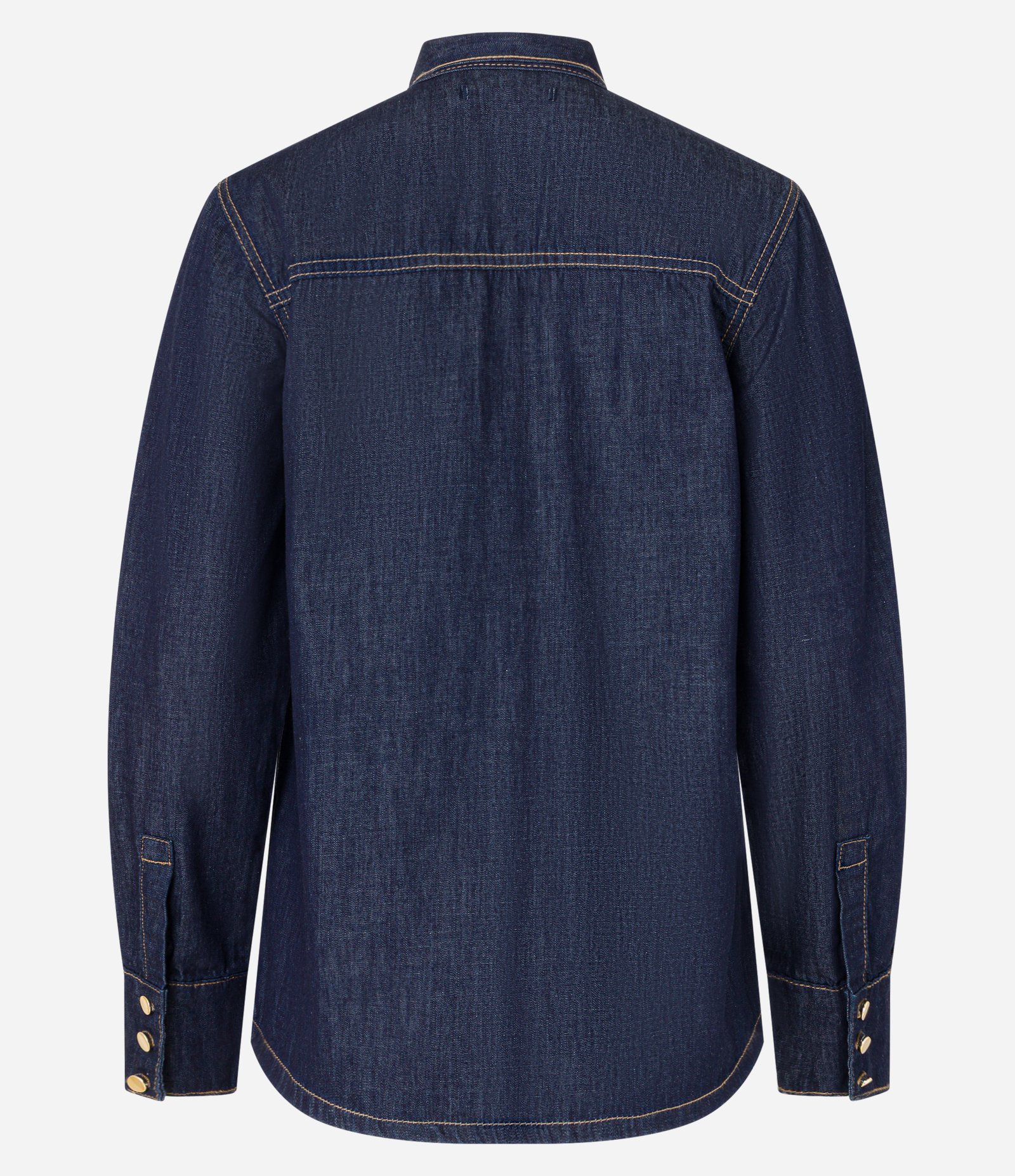 Camisa em Jeans com Laço na Gola e Botões Azul 6