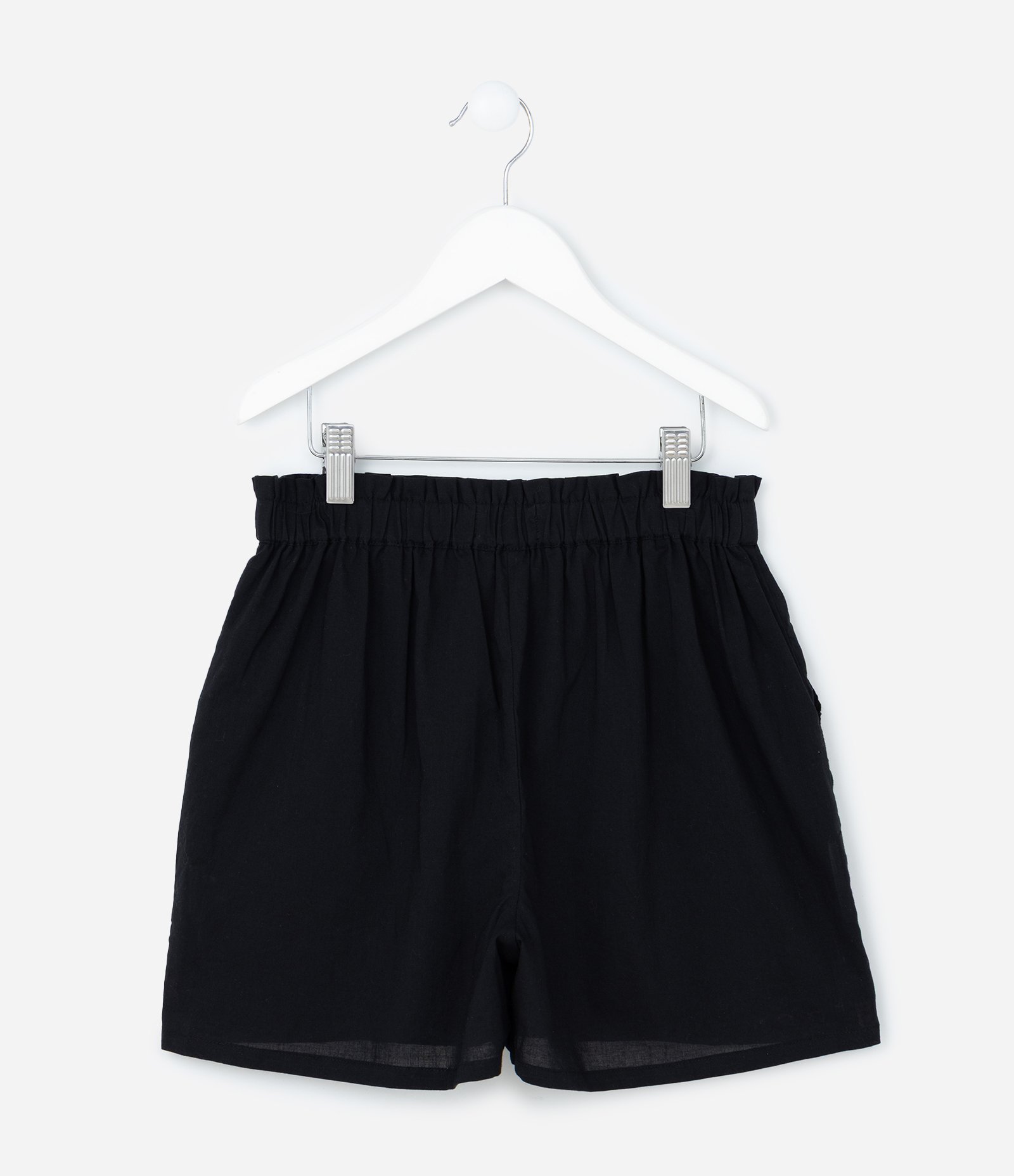 Bermuda Infantil em Tricoline com Bordados - Tam 5 -a 14 Anos Preto 3