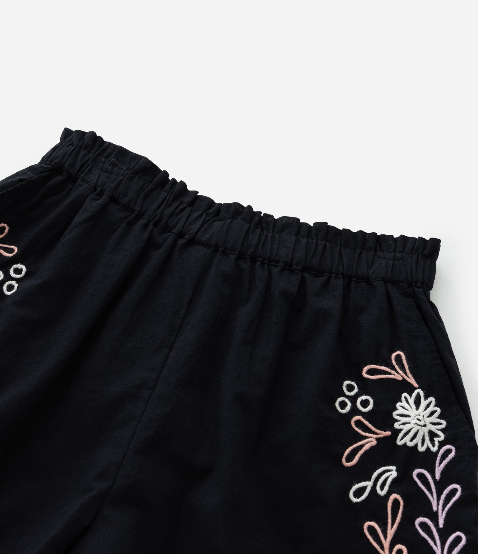 Bermuda Infantil em Tricoline com Bordados - Tam 5 -a 14 Anos Preto 5