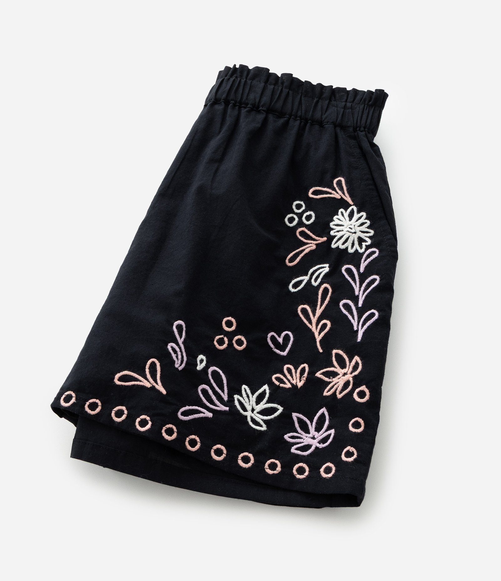 Bermuda Infantil em Tricoline com Bordados - Tam 5 -a 14 Anos Preto 6
