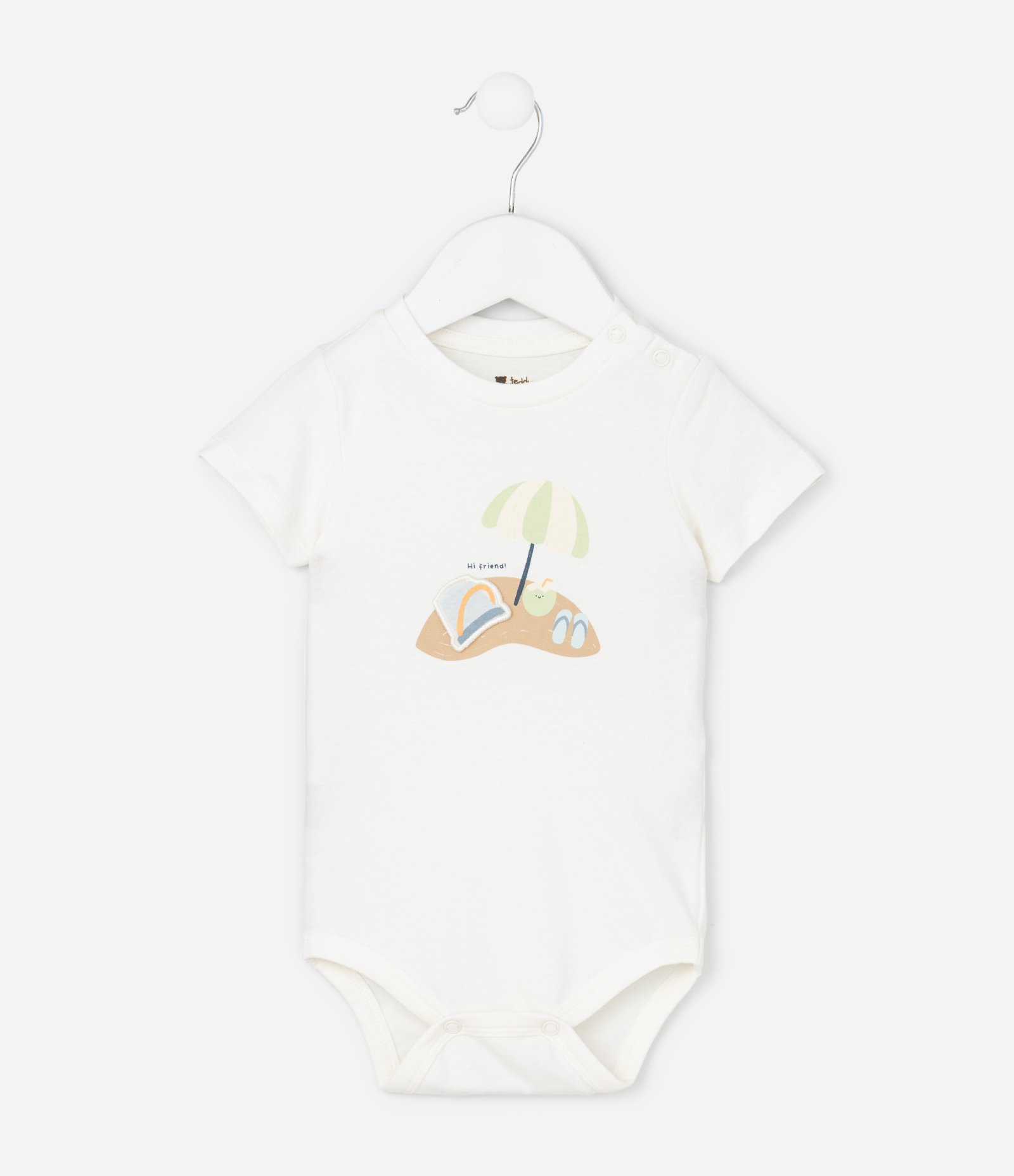 Body Infantil com Estampa de Praia Interativa - Tam 0 a 18 Meses Branco 1