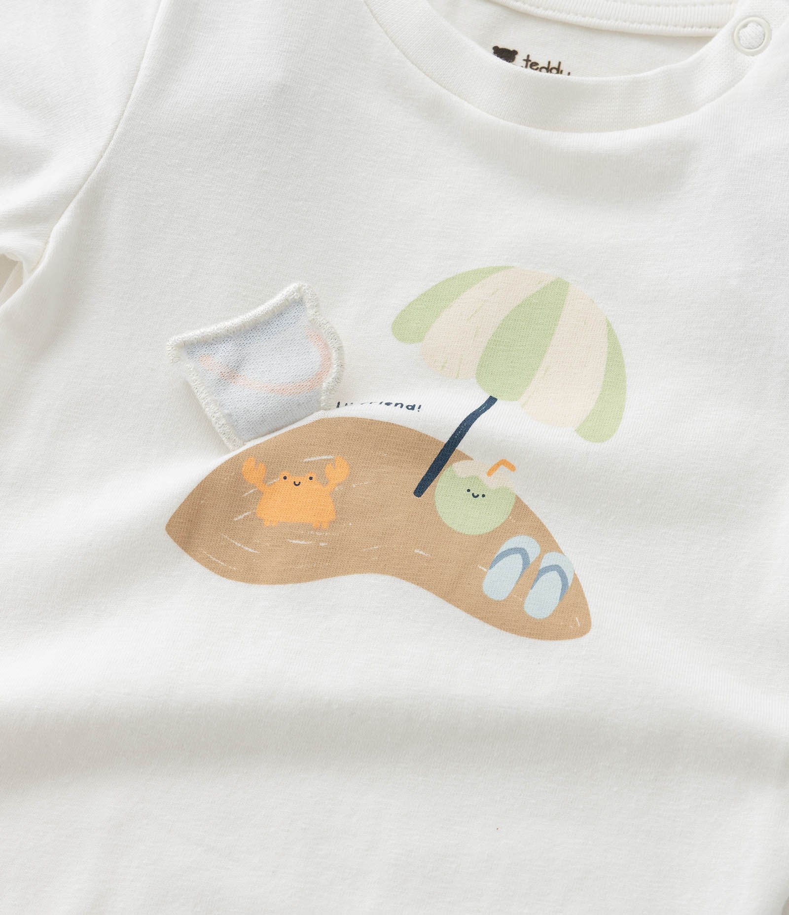 Body Infantil com Estampa de Praia Interativa - Tam 0 a 18 Meses Branco 7