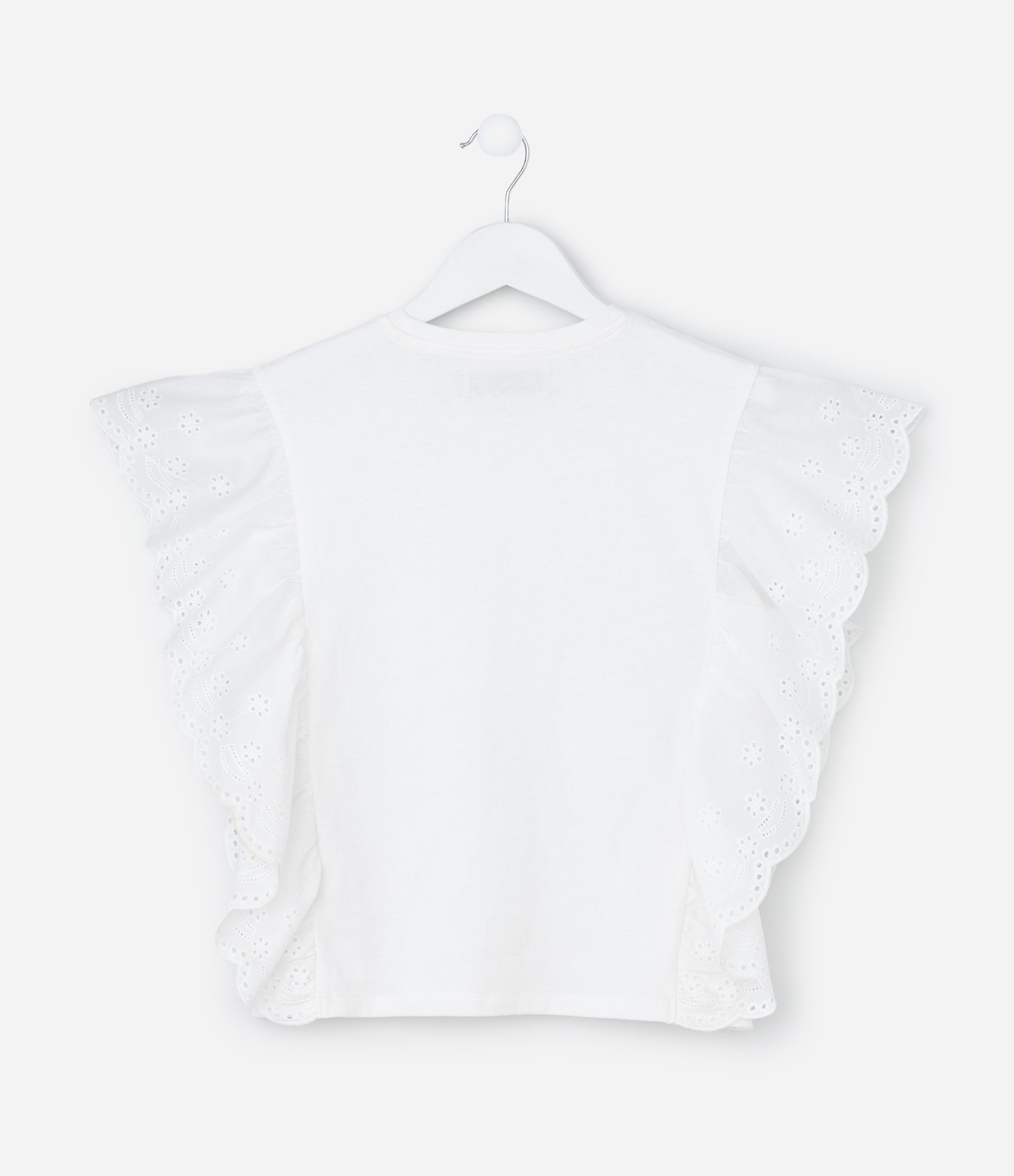Blusa Infantil em Cotton com Babado Broderie - Tam 5 a 14 Anos Branco 2