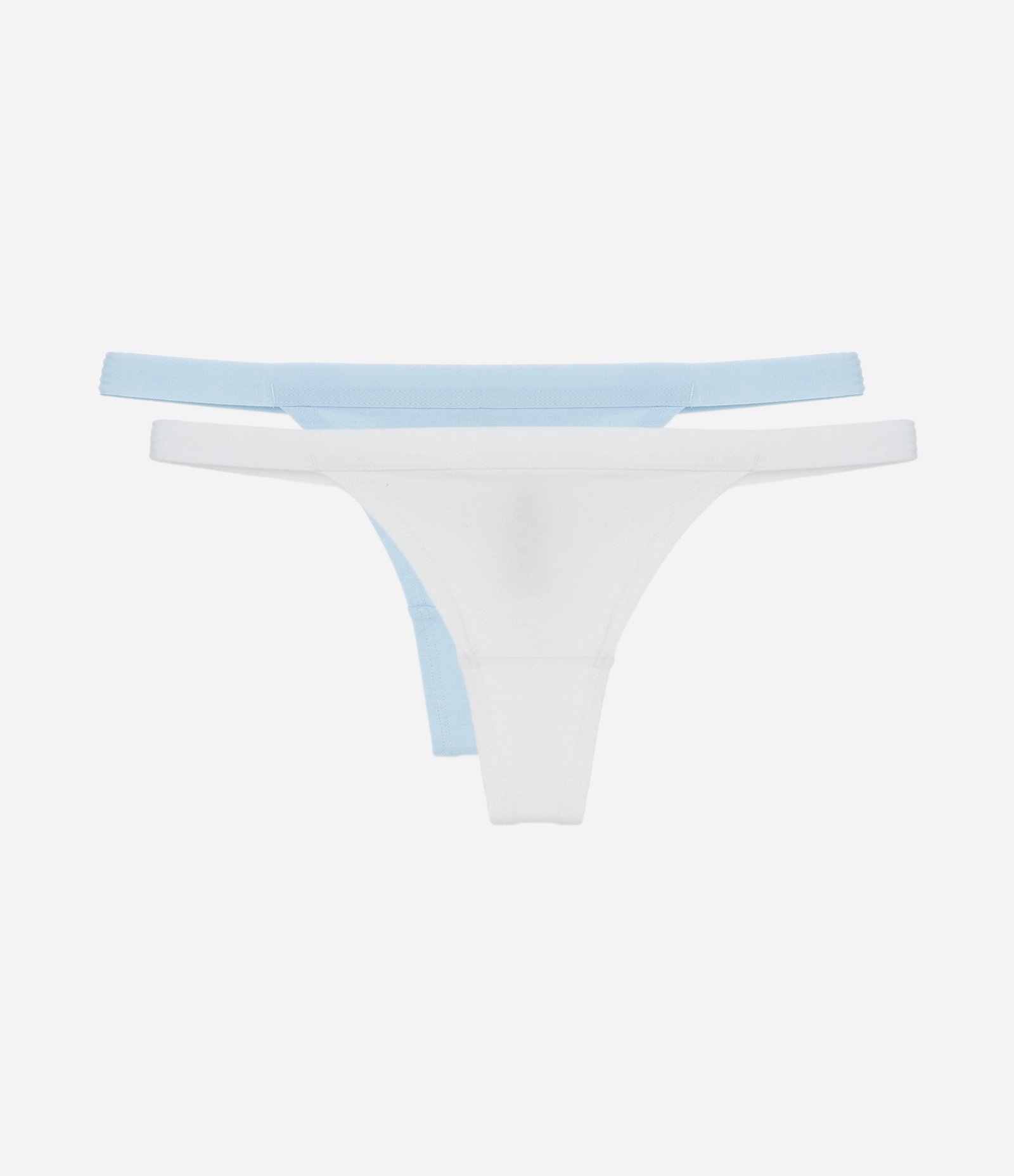Kit 02 Calcinhas String Fio em Algodão Básicas Branco/Azul 4