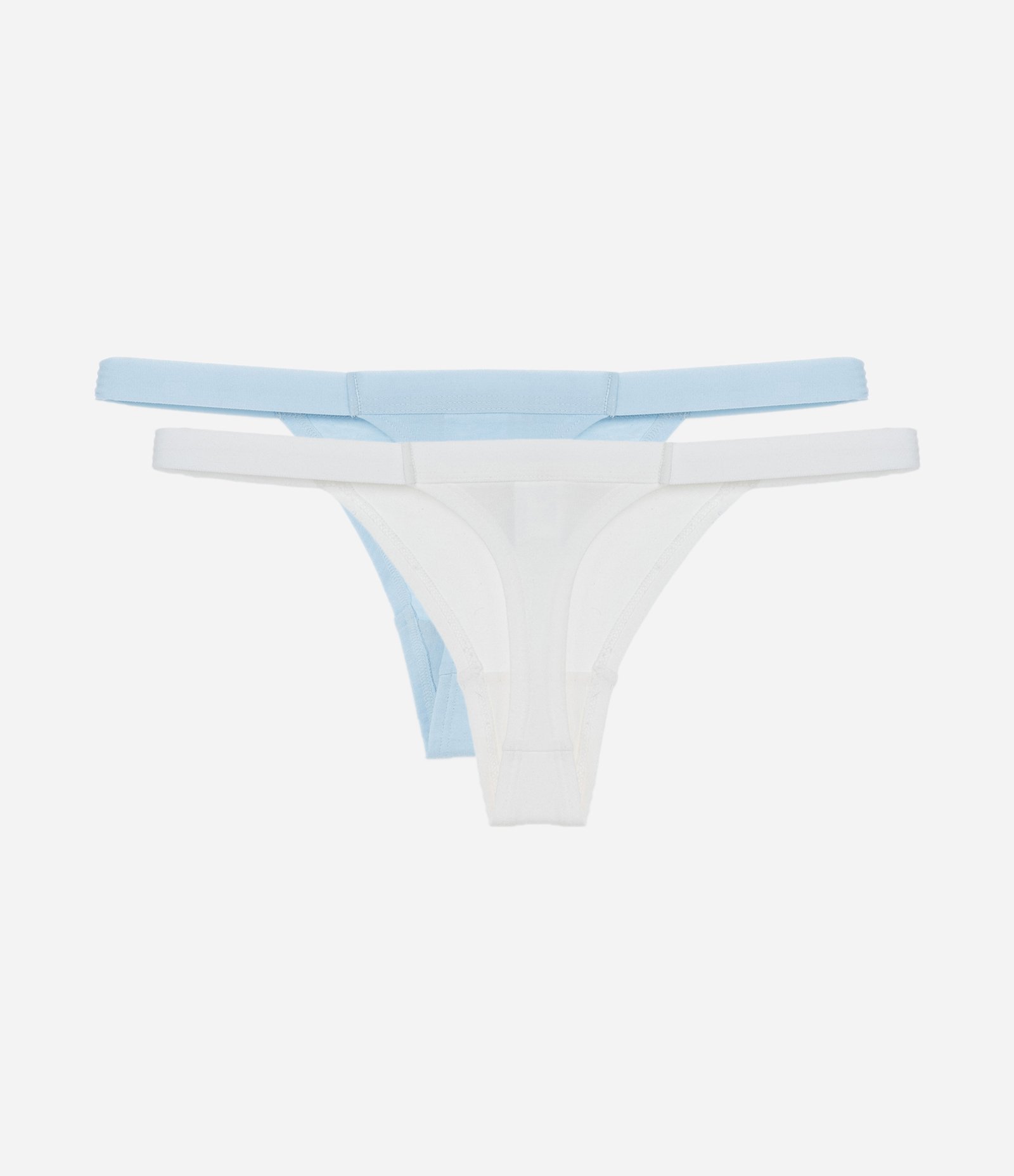 Kit 02 Calcinhas String Fio em Algodão Básicas Branco/Azul 5