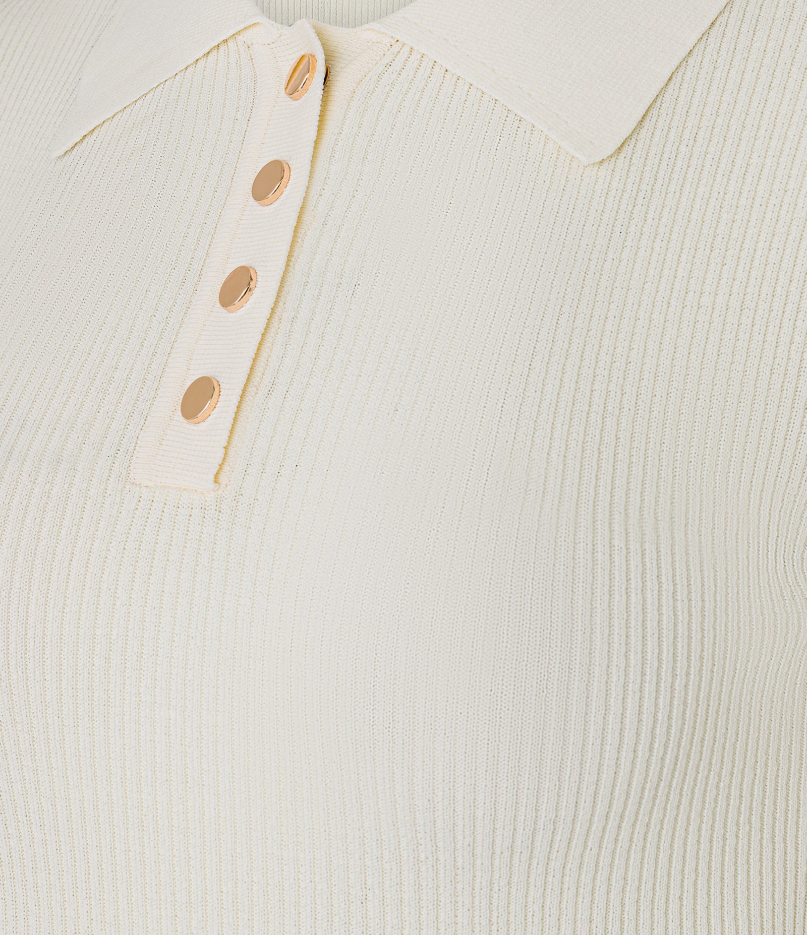 Blusa Canelada em Tricô com Gola Polo Off White 7