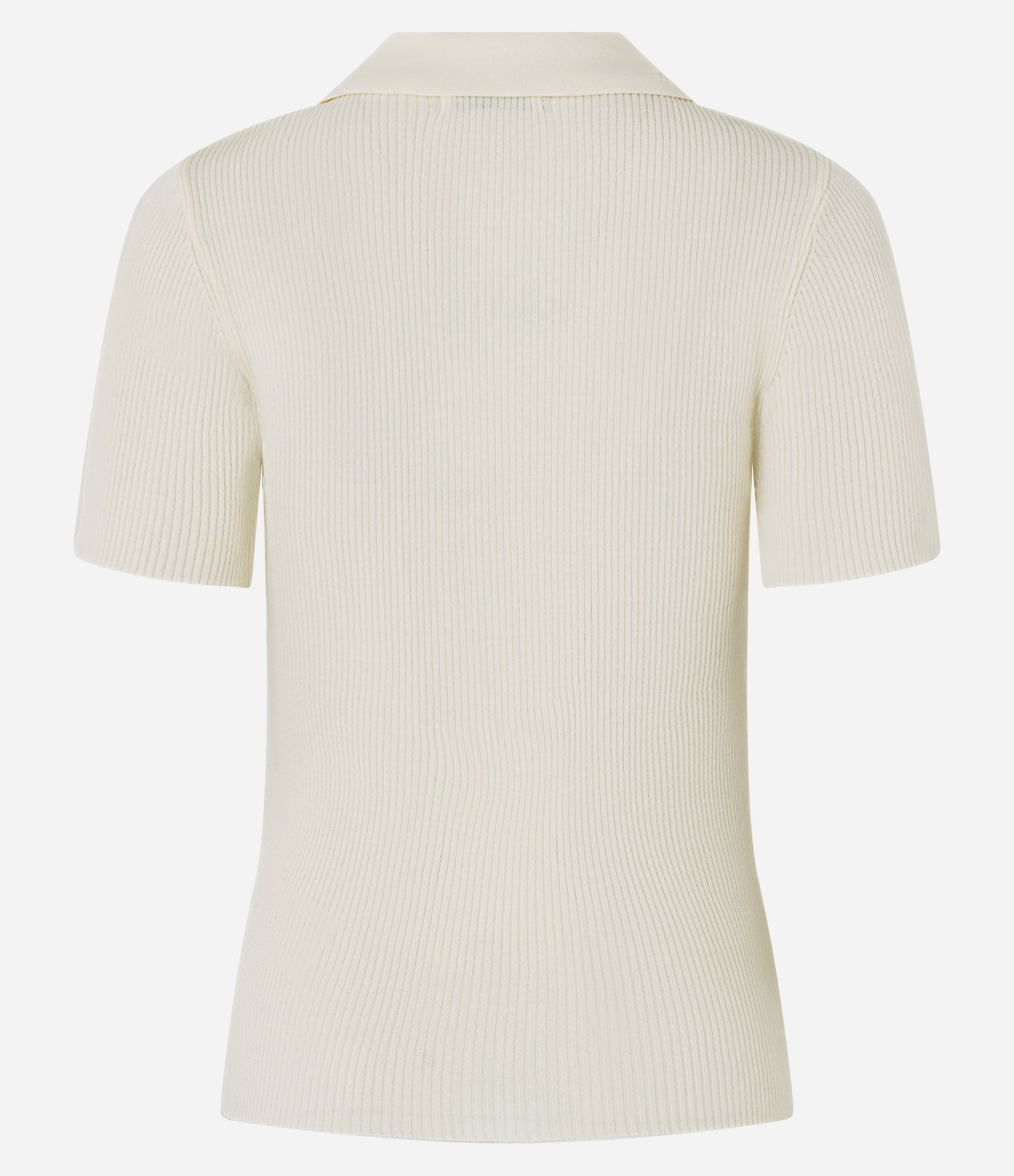 Blusa Canelada em Tricô com Gola Polo Off White 8