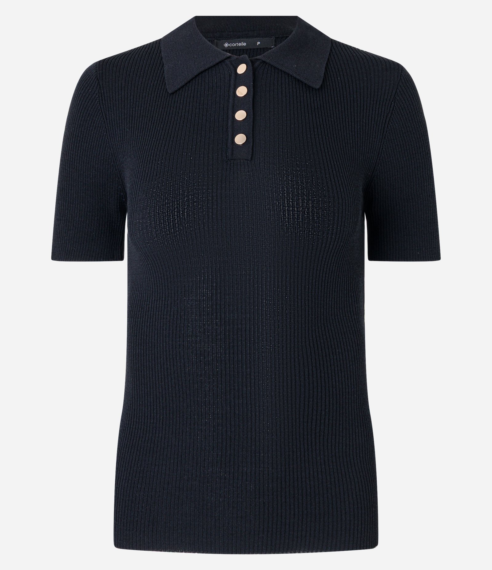 Blusa Canelada em Tricô com Gola Polo Preto 5