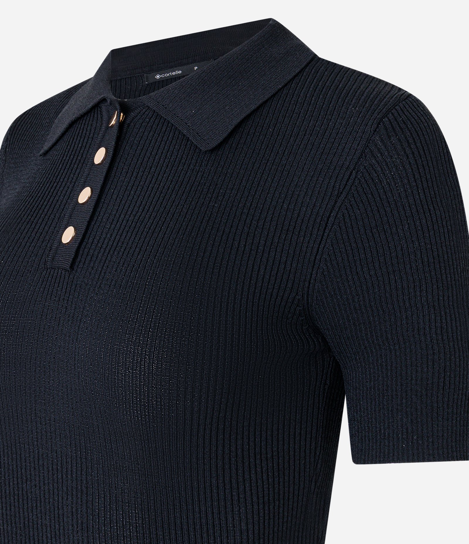 Blusa Canelada em Tricô com Gola Polo Preto 6