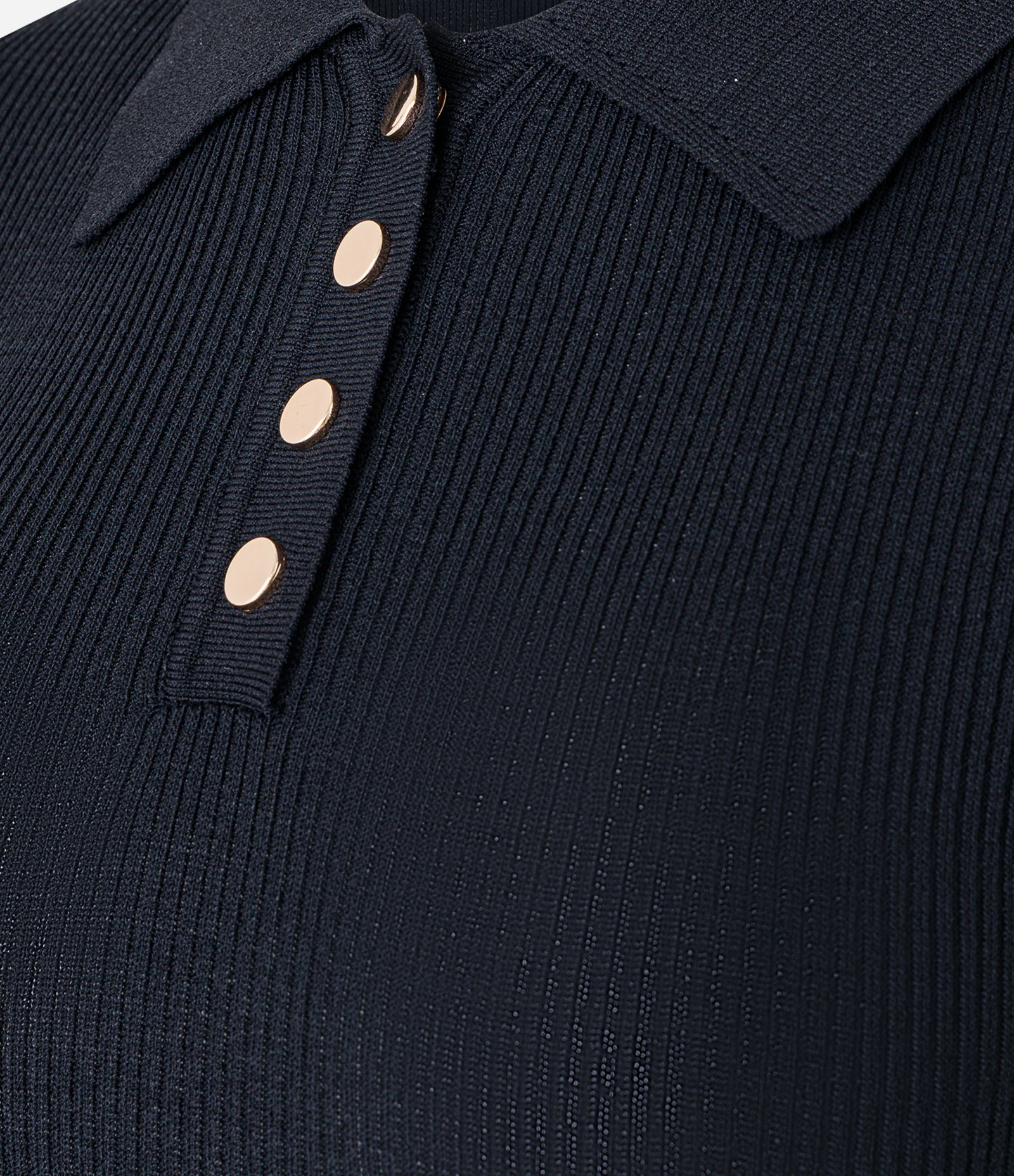 Blusa Canelada em Tricô com Gola Polo Preto 7