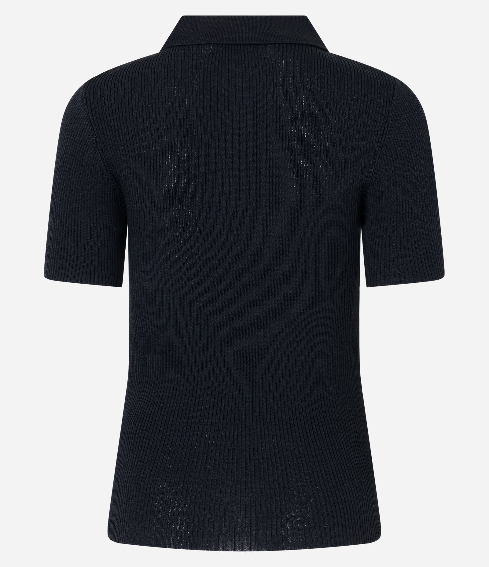 Blusa Canelada em Tricô com Gola Polo Preto 8