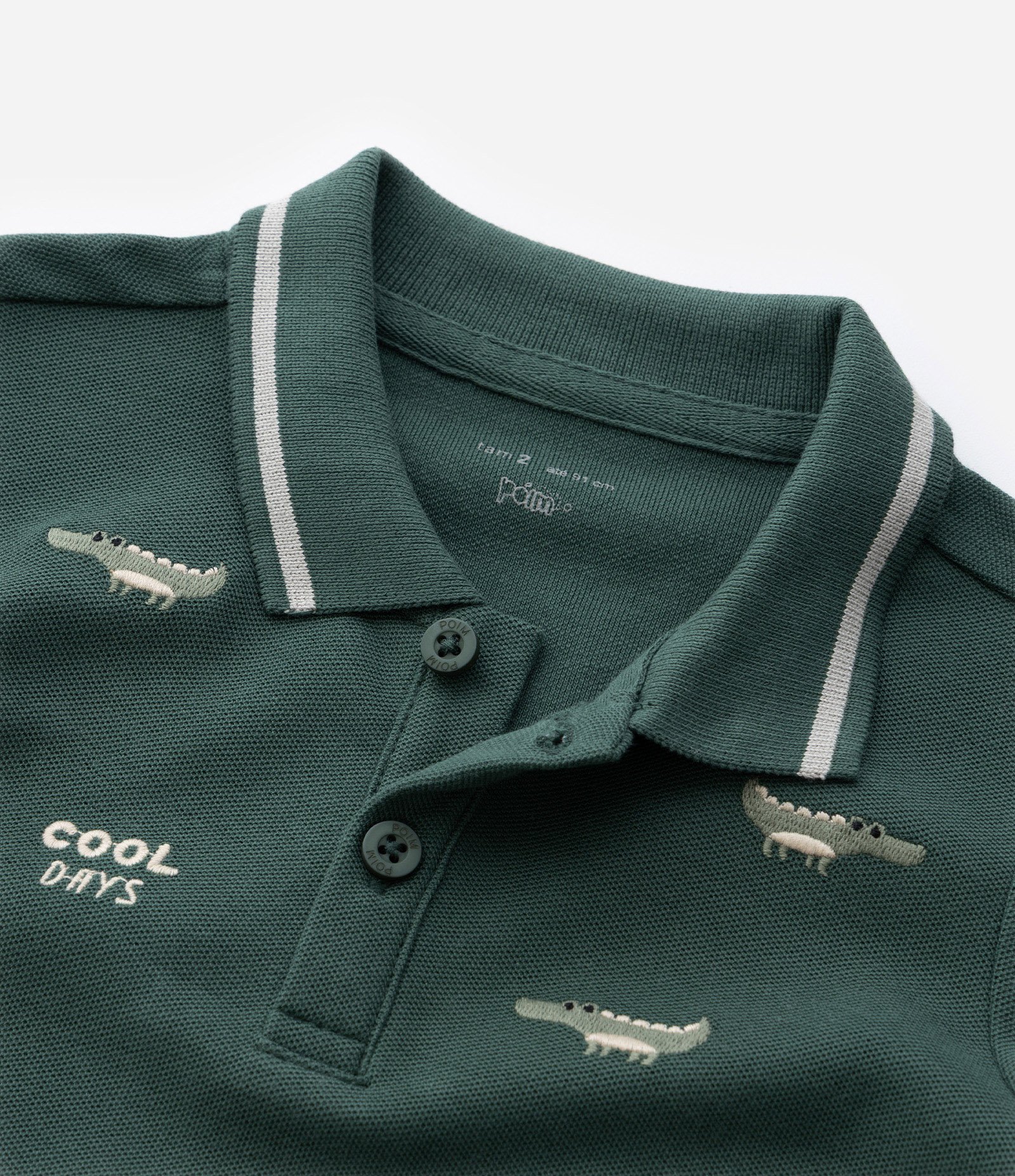 Conjunto Infantil em Piquet com Bordado Jacaré - Tam 1 a 6 Anos Verde/Bege 14