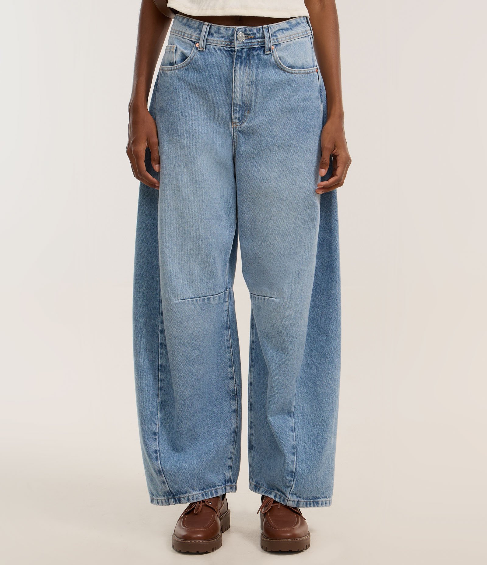 Calça Barrel em Jeans Marmorizado Azul 3