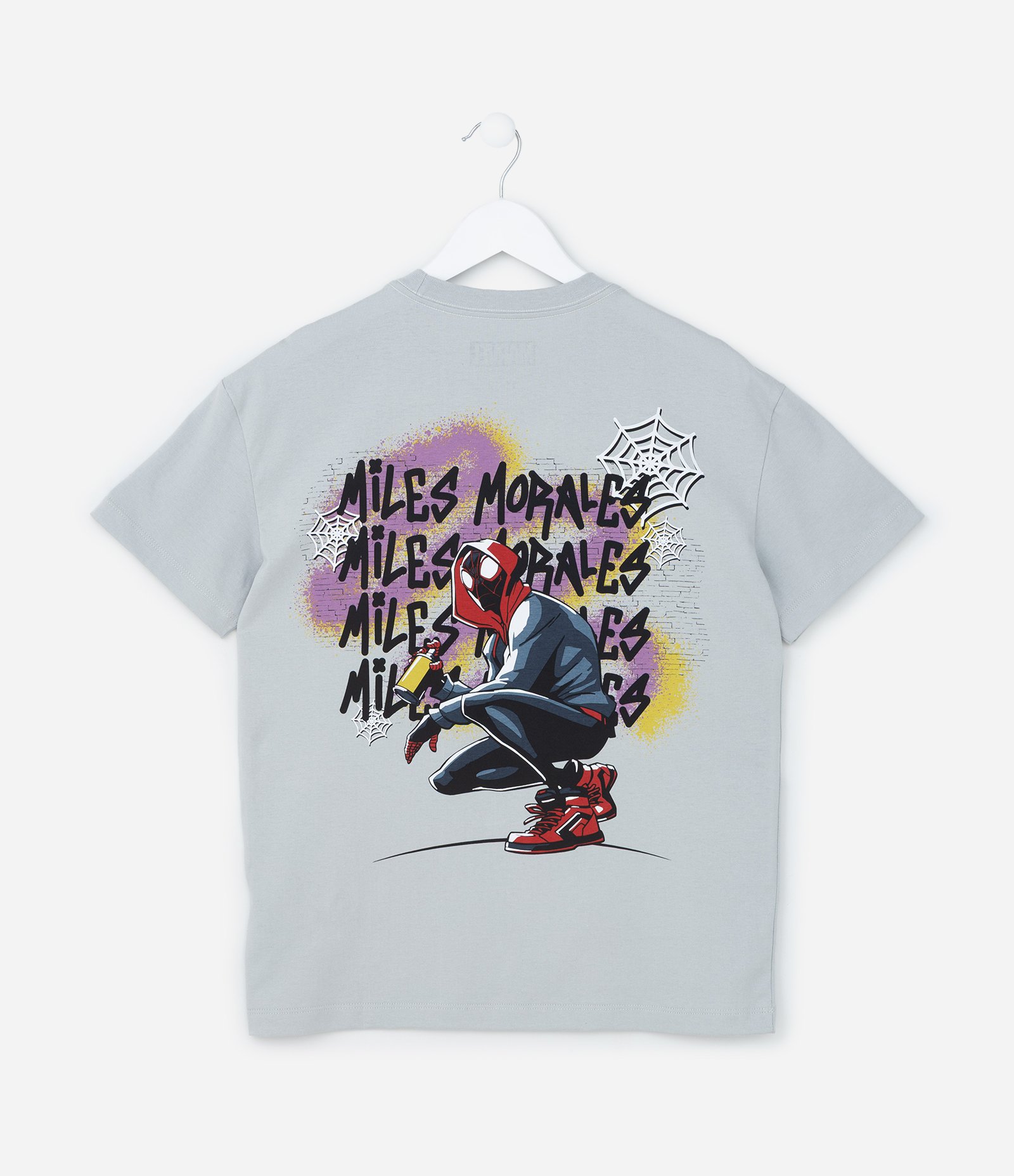 Camiseta Infantil com Estampa Frente e Costas Homem-Aranha - Tam 5 a 14 Anos Cinza 1