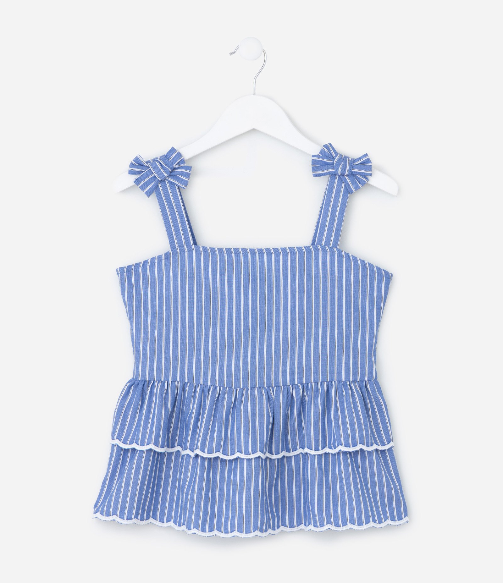 Blusa Infantil em Tricoline com Estampa Fio Tinto - Tam 5 a 14 Anos Azul 2