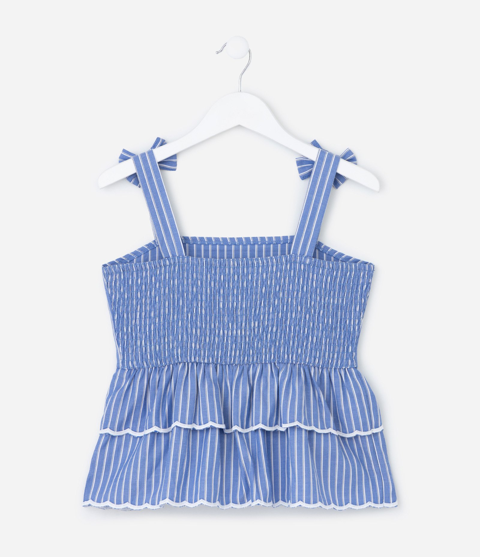 Blusa Infantil em Tricoline com Estampa Fio Tinto - Tam 5 a 14 Anos Azul 3