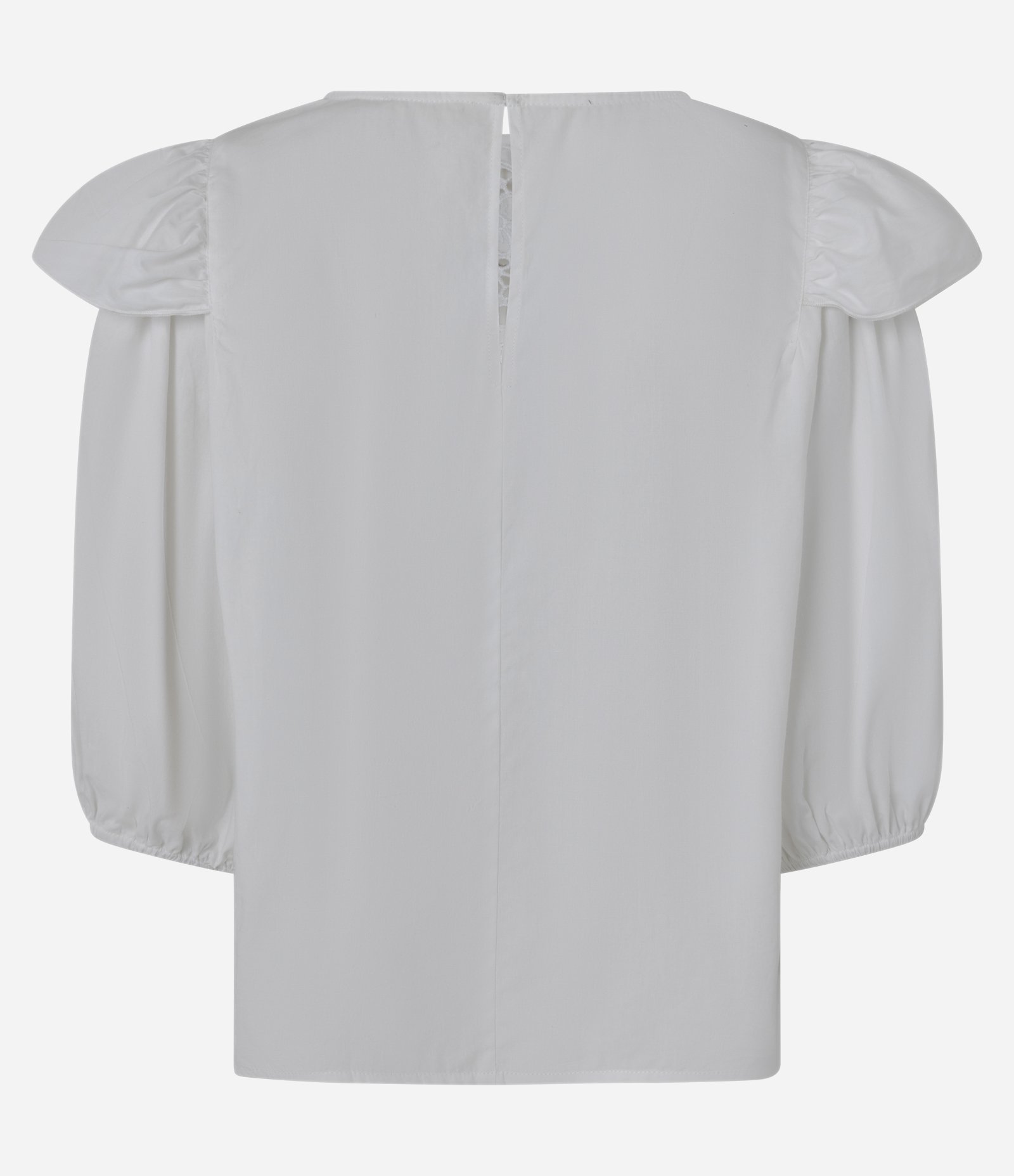 Blusa em Tricoline com Detalhe de Laise e Mangas Bufantes Branco 7