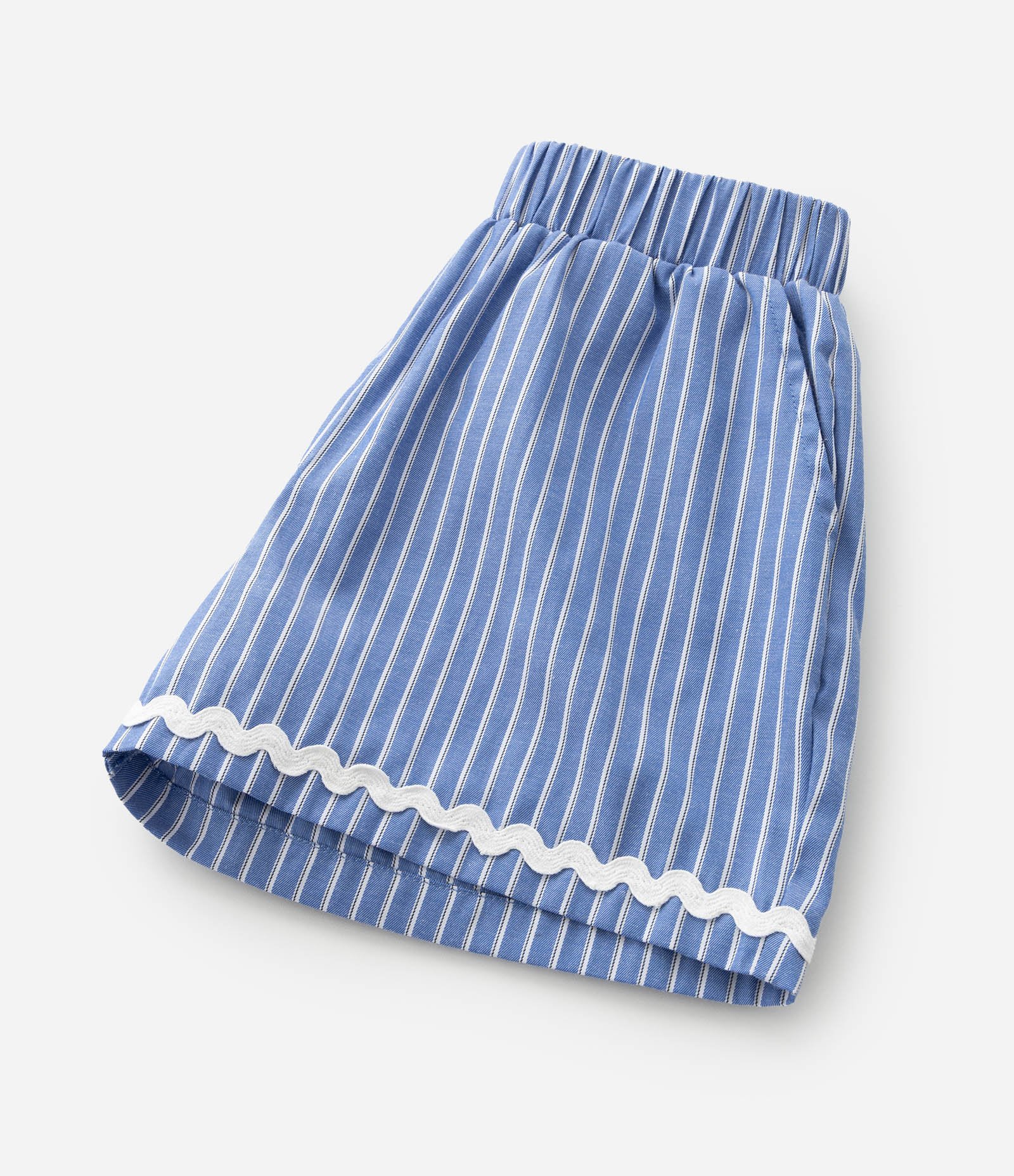 Short Infantil em Tricoline com Estampa de Listras Fio Tinto - Tam 5 a 14 Anos Azul 5