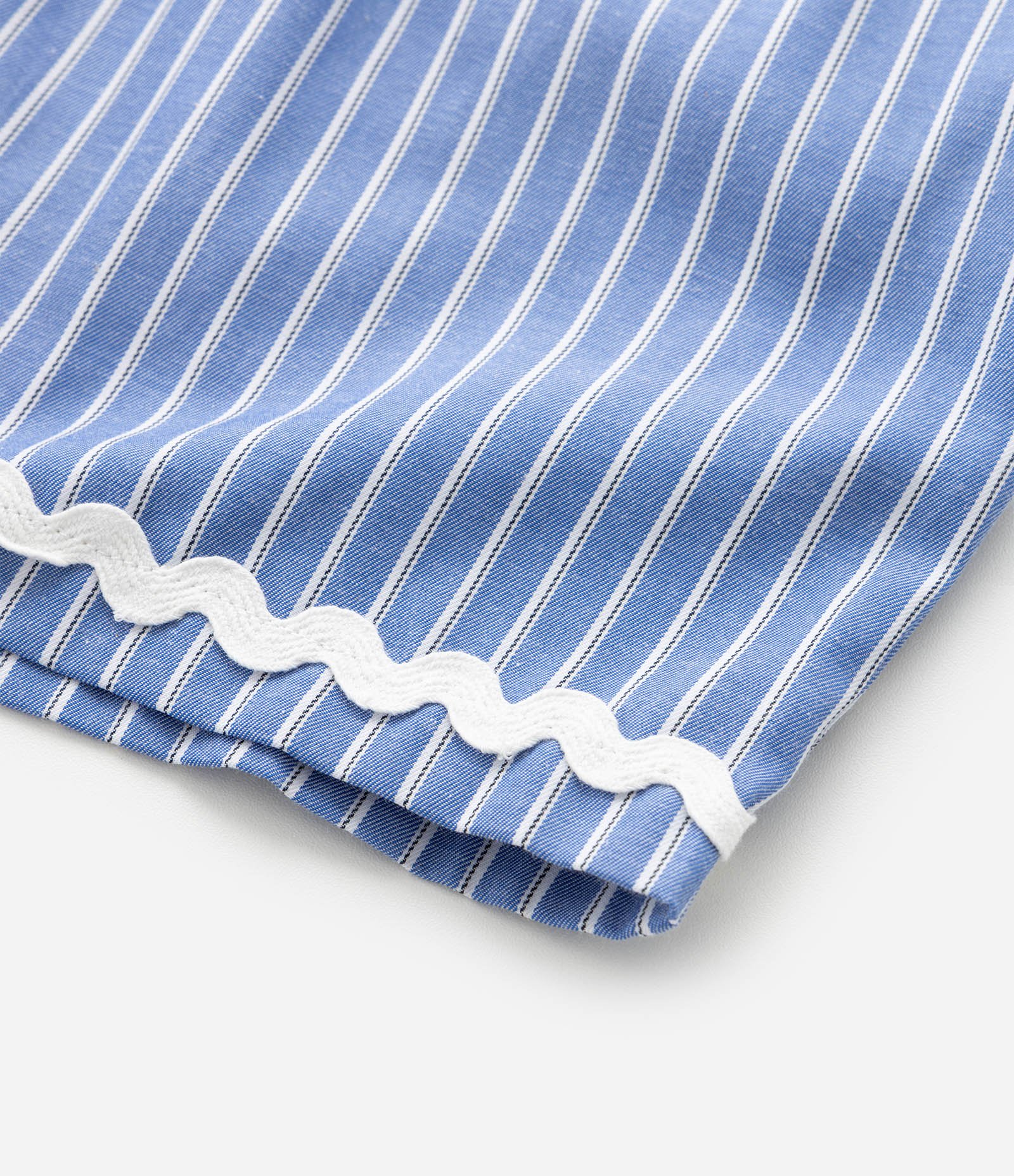 Short Infantil em Tricoline com Estampa de Listras Fio Tinto - Tam 5 a 14 Anos Azul 7