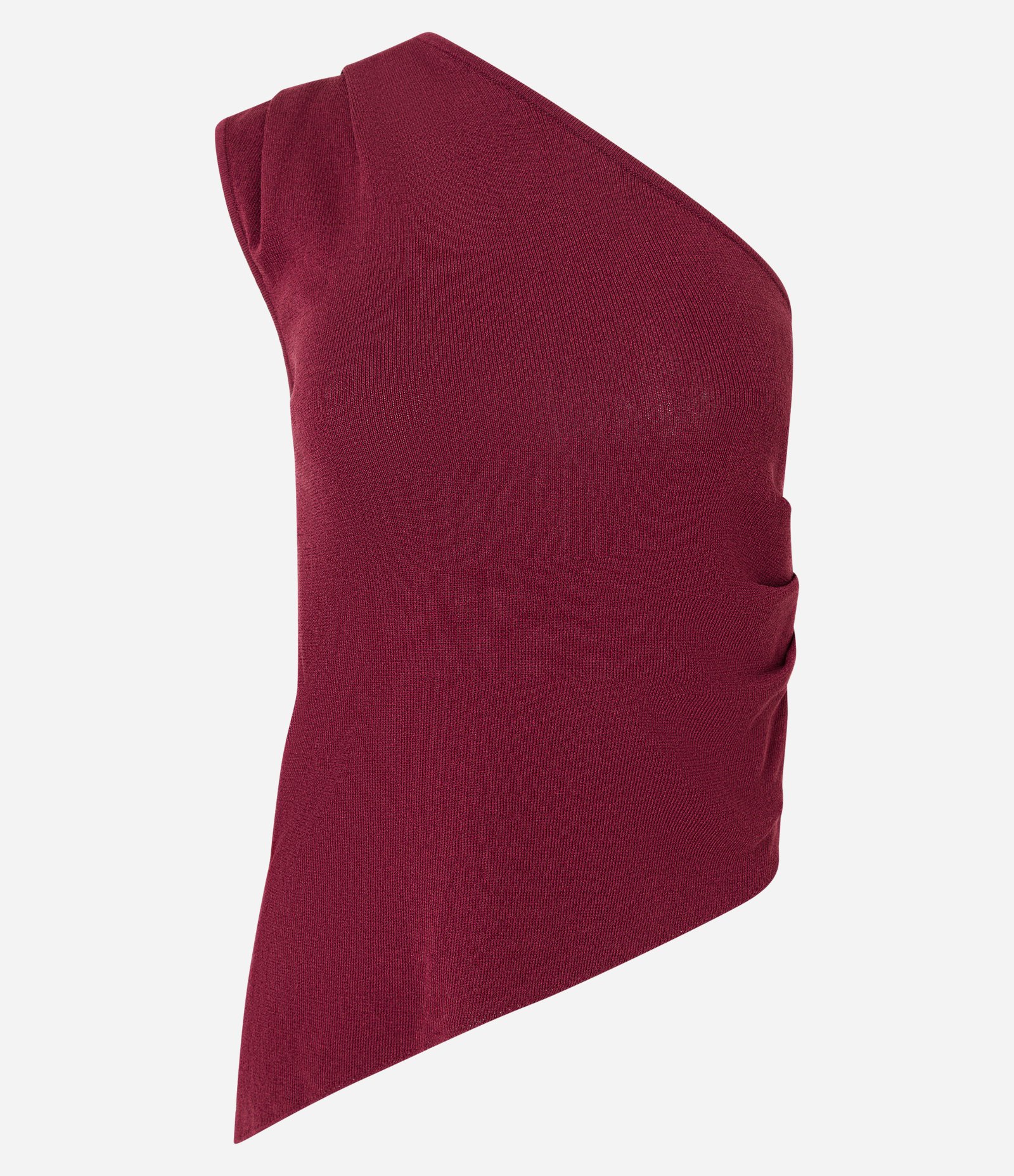 Blusa Ombro Só em Tricô com Franzidos na Alça Larga Bordô 5