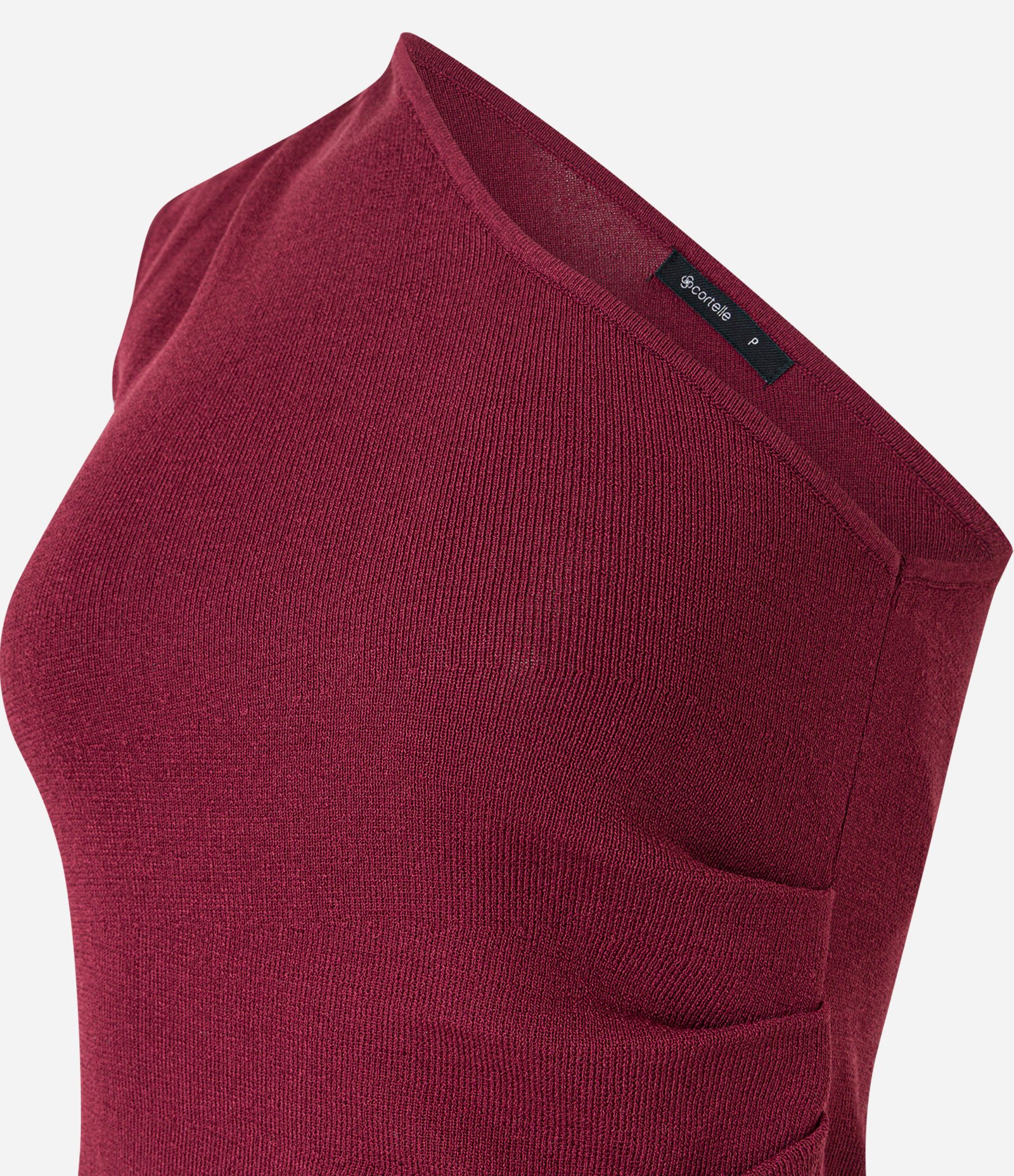 Blusa Ombro Só em Tricô com Franzidos na Alça Larga Bordô 7