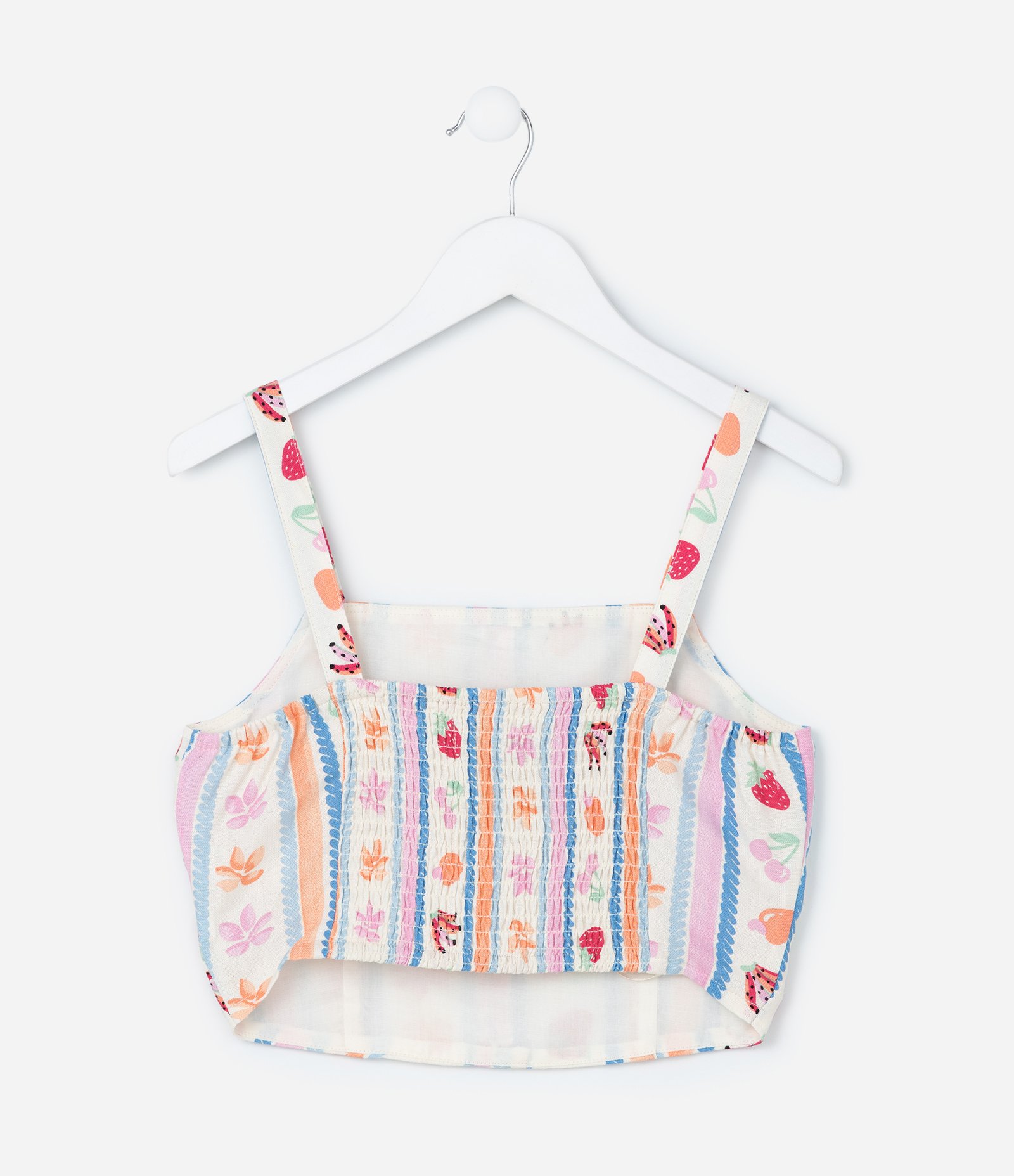 Blusa Infantil em Viscolinho com Estampa Listras e Frutas - Tam 5 a 14 Anos Multicores 3