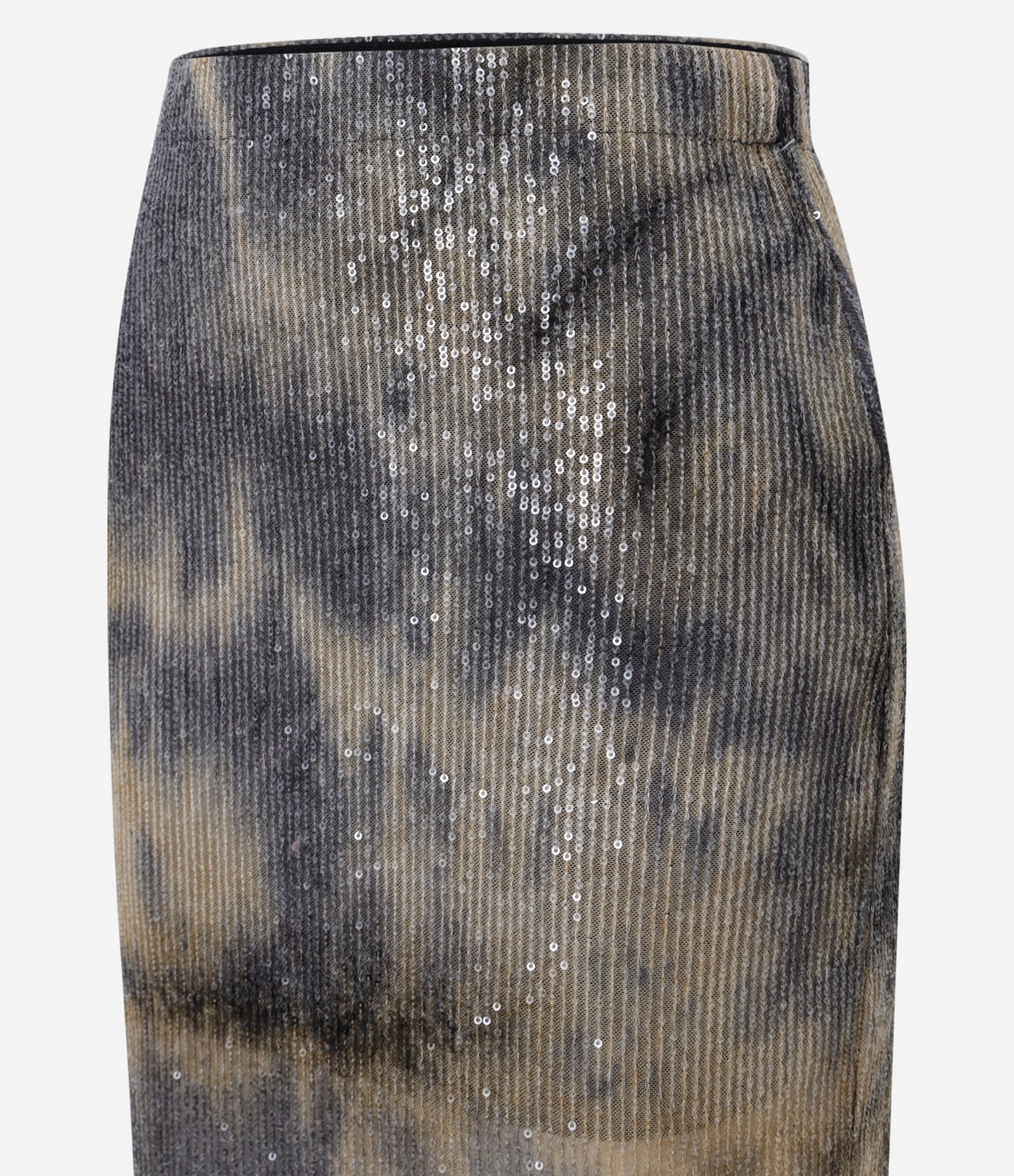 Saia Midi em Paetê com Estampa Abstrata Marrom 7