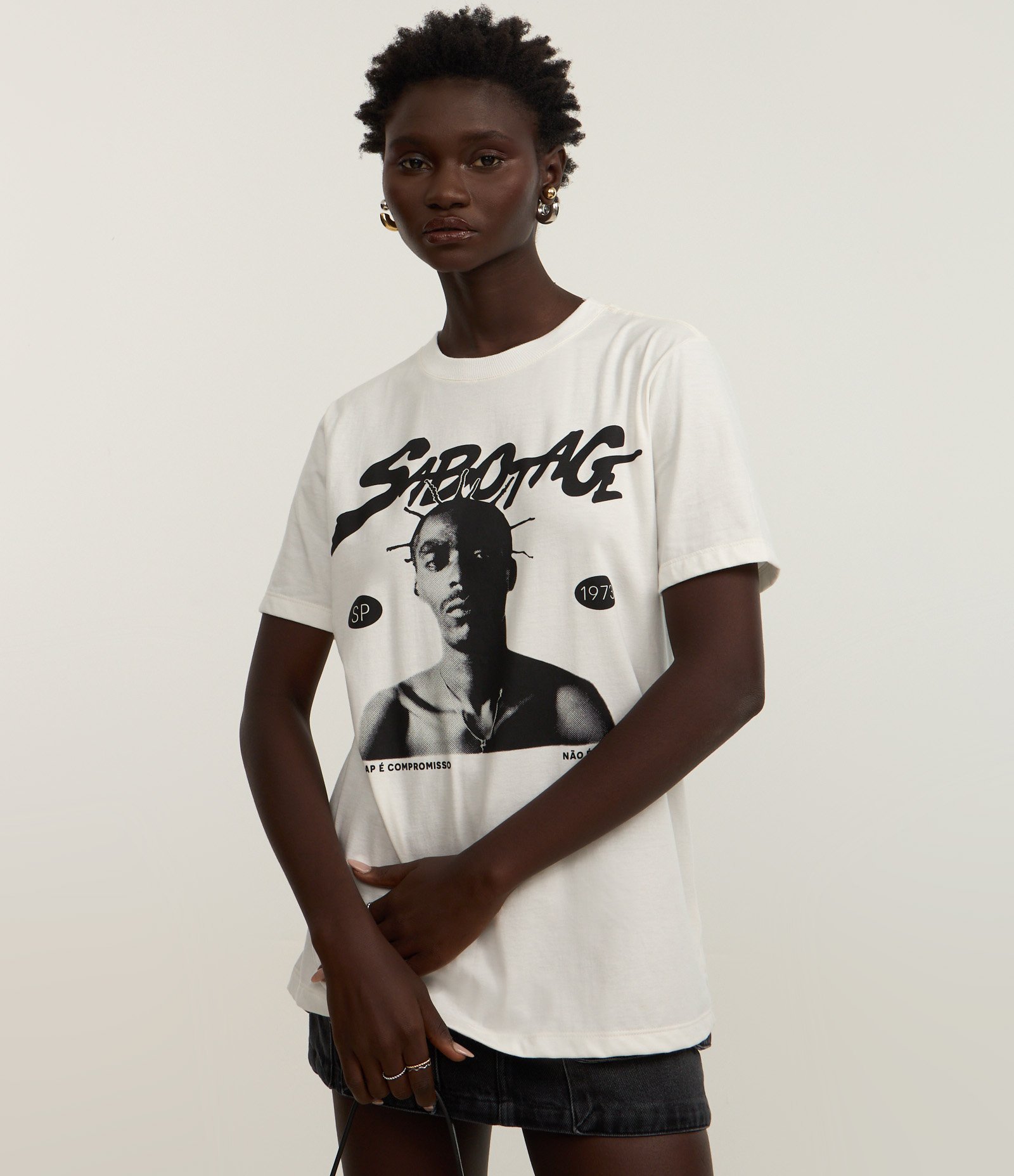 Camiseta T-shirt Sabotage em Algodão Branco 3