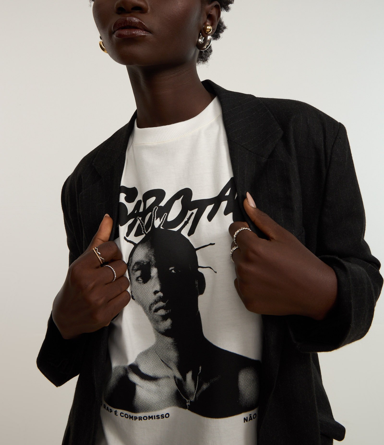 Camiseta T-shirt Sabotage em Algodão Branco 5