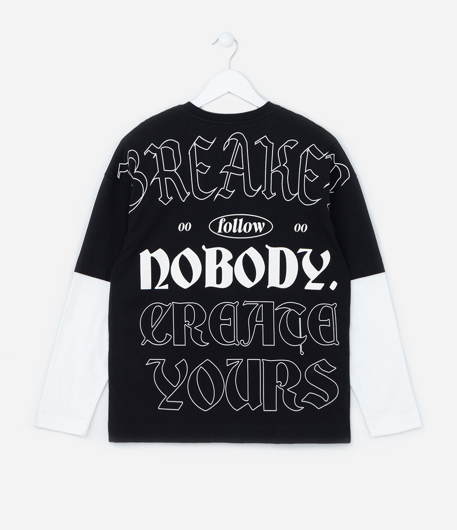 Camiseta Infantil com Estampa Lettering Frente e Costas - Tam 5 a 14 Anos Preto 2