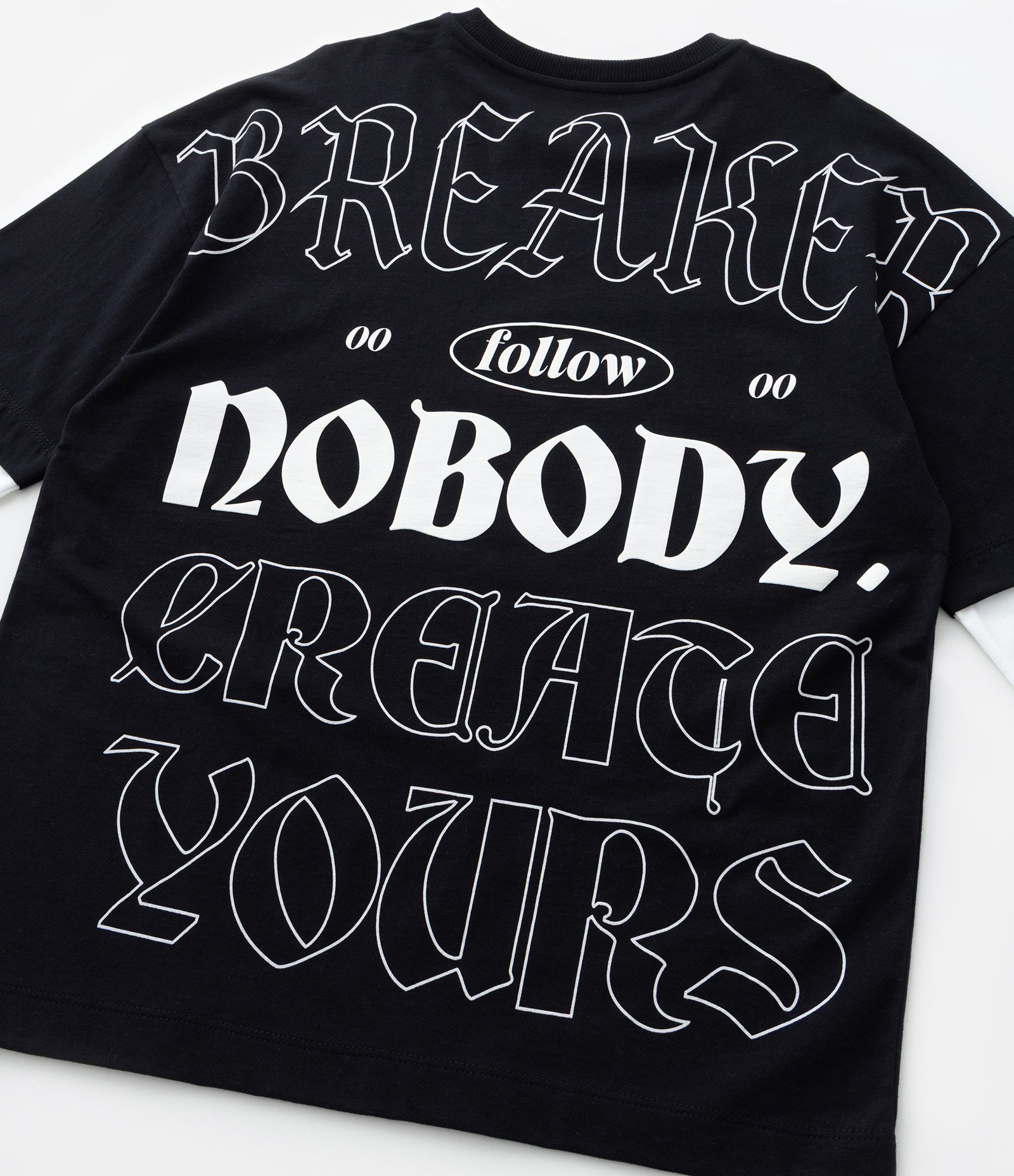 Camiseta Infantil com Estampa Lettering Frente e Costas - Tam 5 a 14 Anos Preto 6