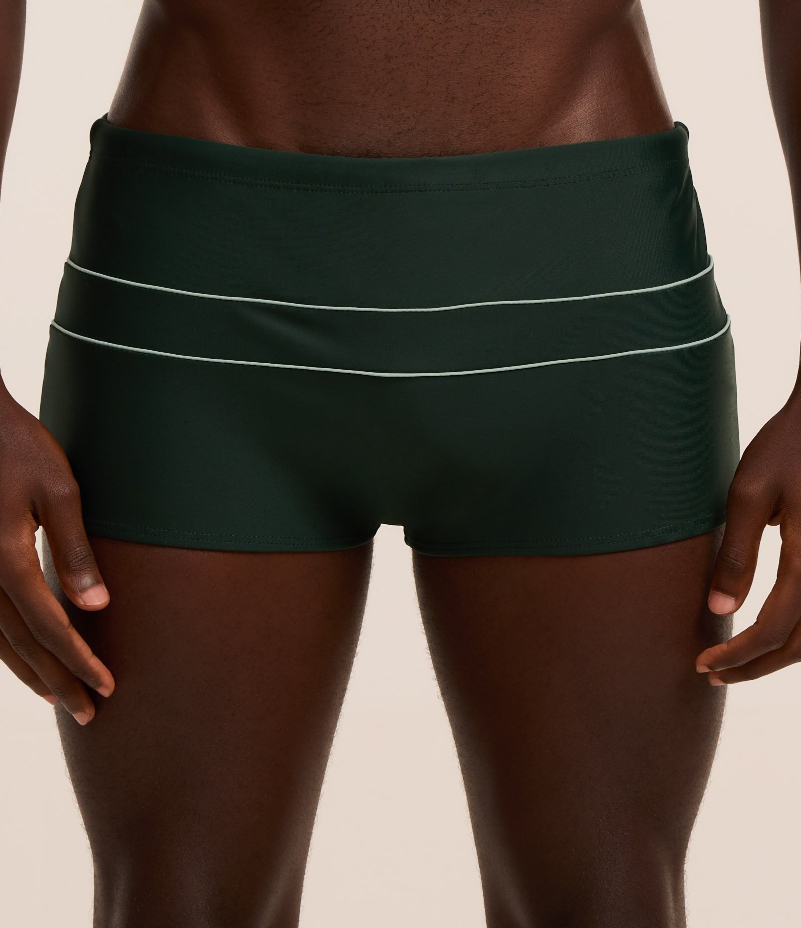 Sunga em Poliamida com Detalhe em Listras Horizontais Verde escuro 2