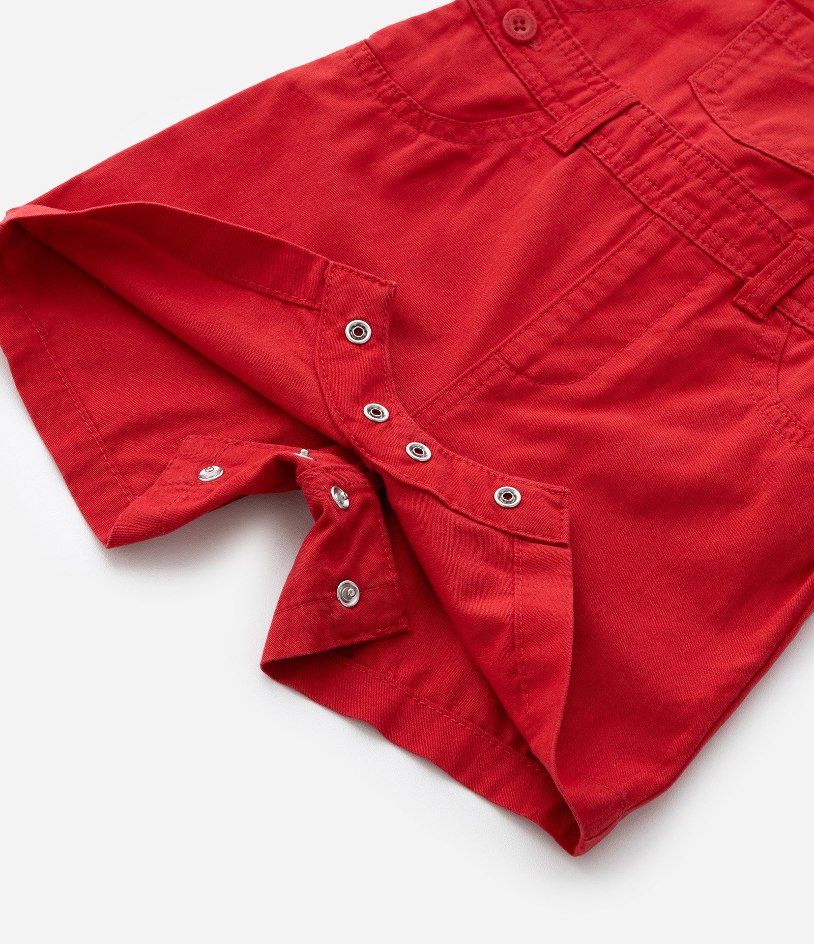 Jardineira Infantil em Sarja com Bolsos - Tam 0 a 18 Meses Vermelho 5