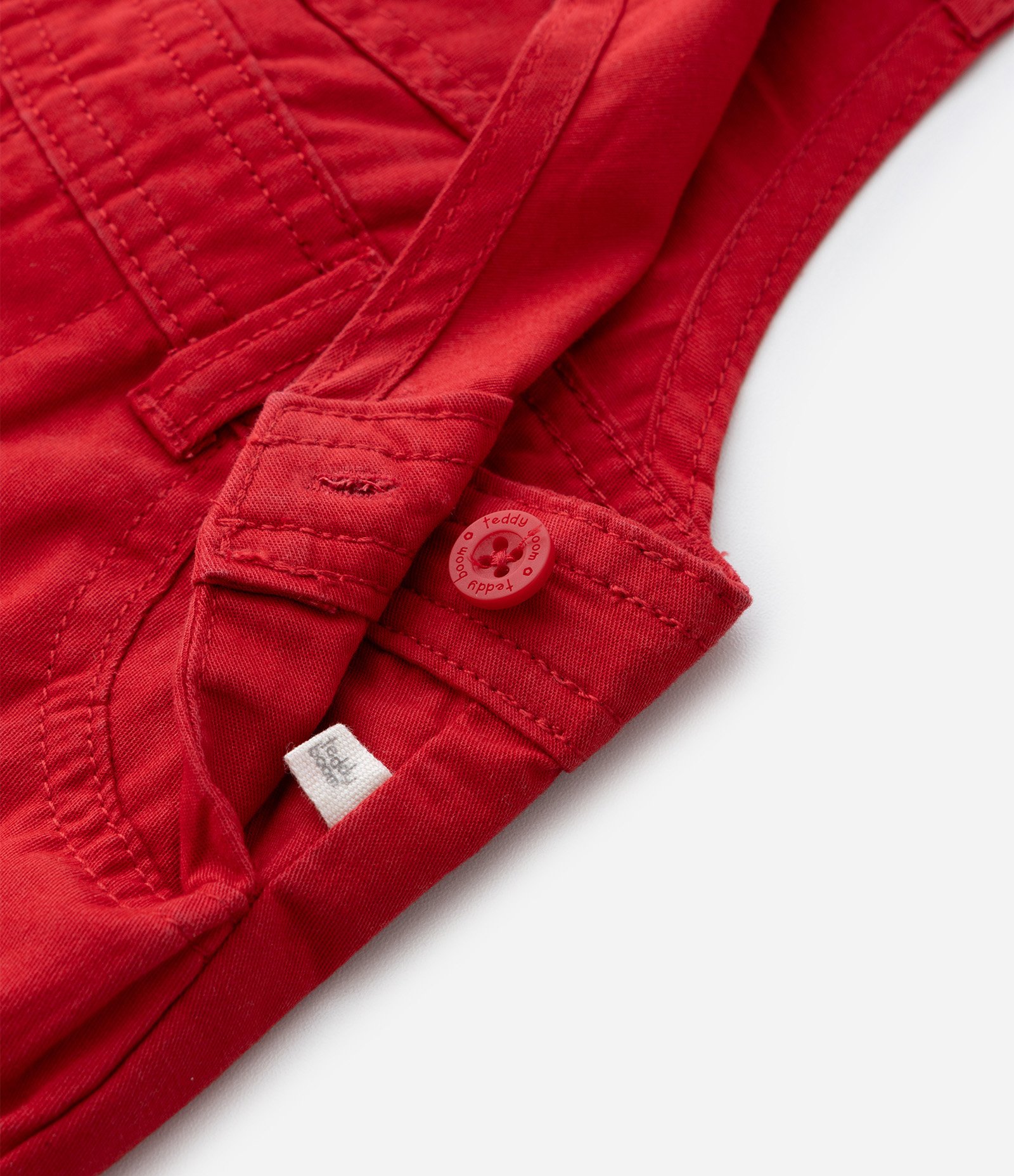 Jardineira Infantil em Sarja com Bolsos - Tam 0 a 18 Meses Vermelho 8