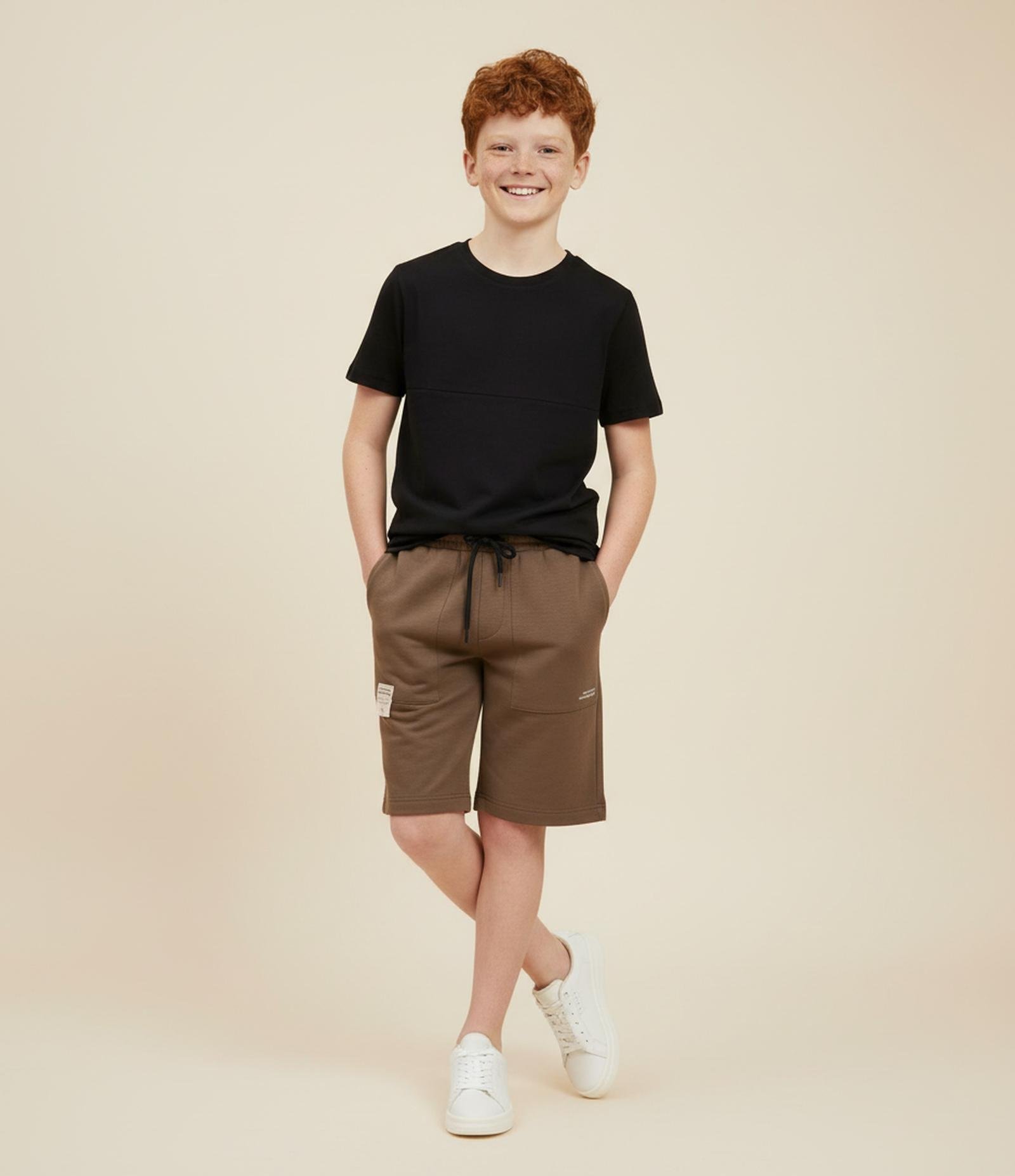 Bermuda Infantil em Modal com Bolsos - Tam 5 a 14 Anos Marrom 1