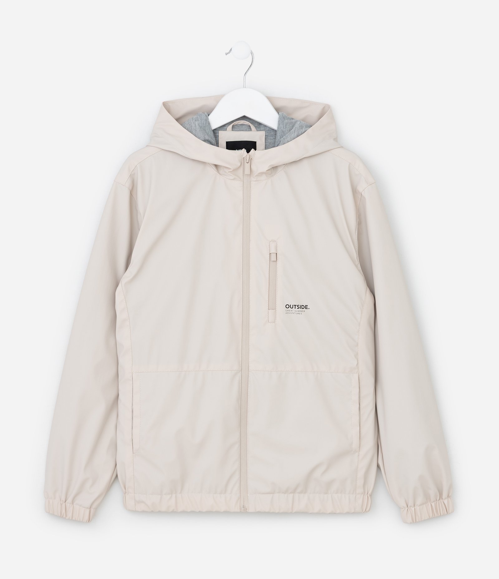 Jaqueta Infantil com Textura Emborrachada e Capuz - Tam 5 a 14 Anos Bege 2