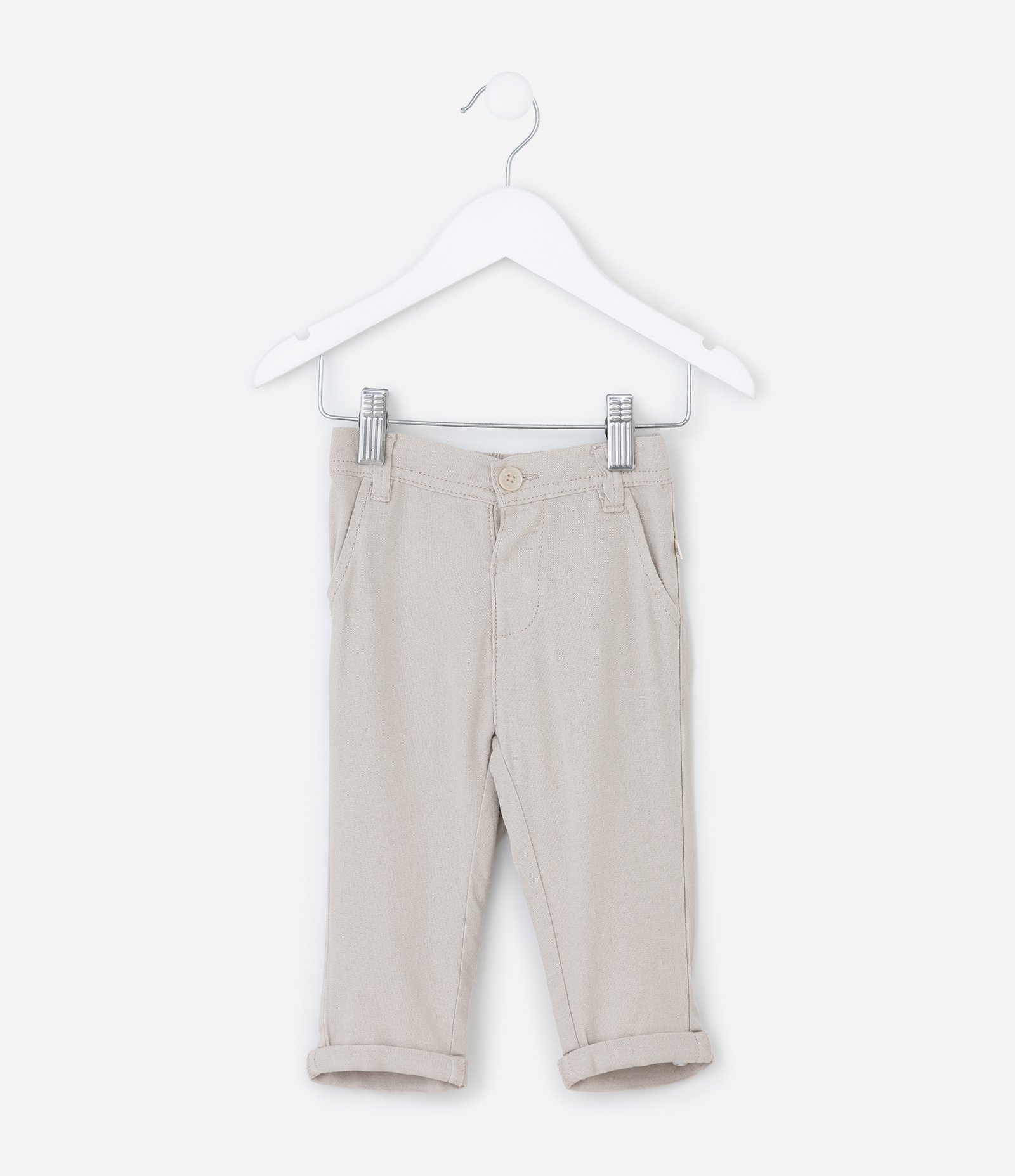 Calça Infantil em Cambraia com Bolso Faca - Tam 0 a 18 Meses Cinza 2