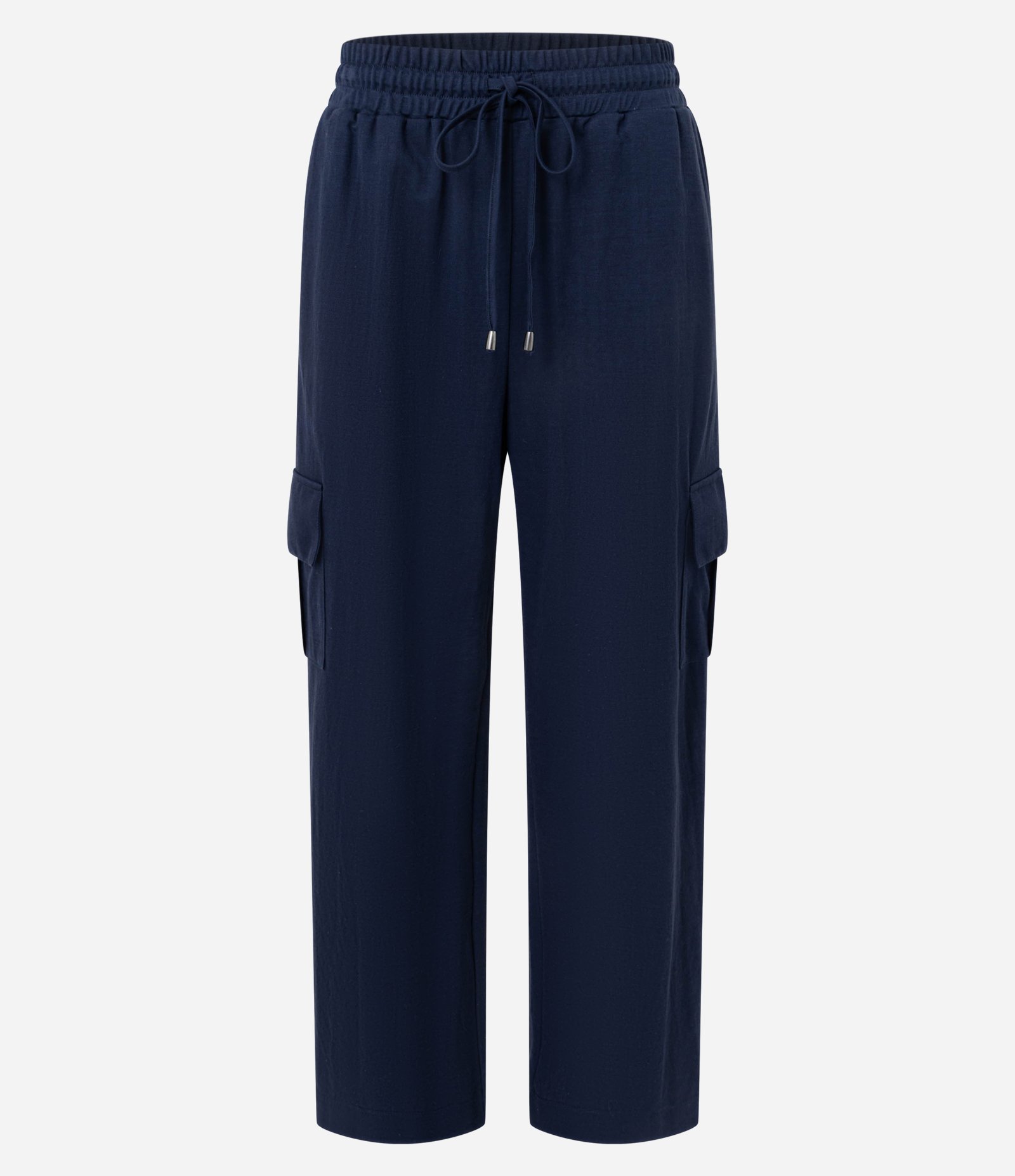 Calça Fluída em Malha Orly com Bolsos Laterais Azul Escuro 5