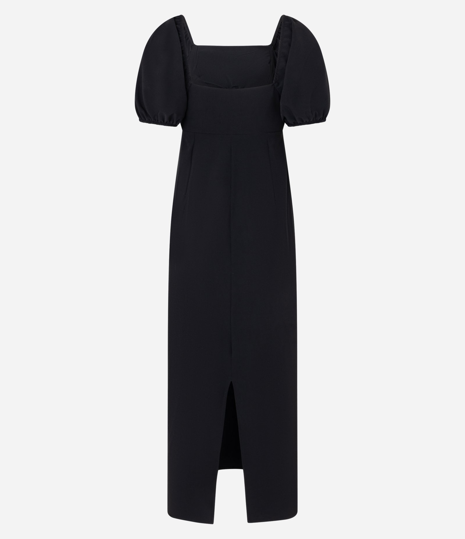 Vestido Long Midi em Crepe com Manga Curta Bufante Preto 8