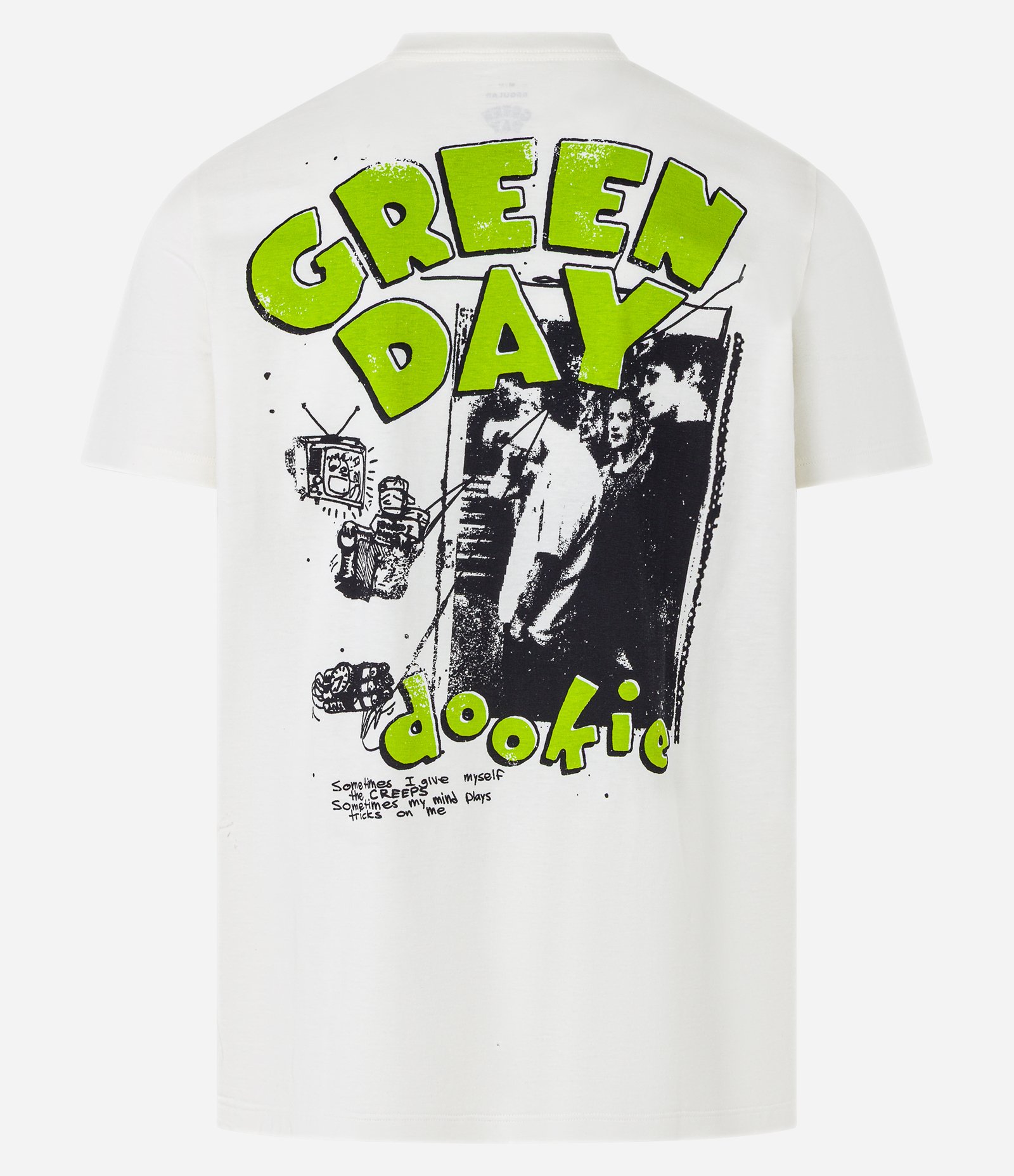 Camiseta Regular em Algodão com Estampa Green Day Off White 6