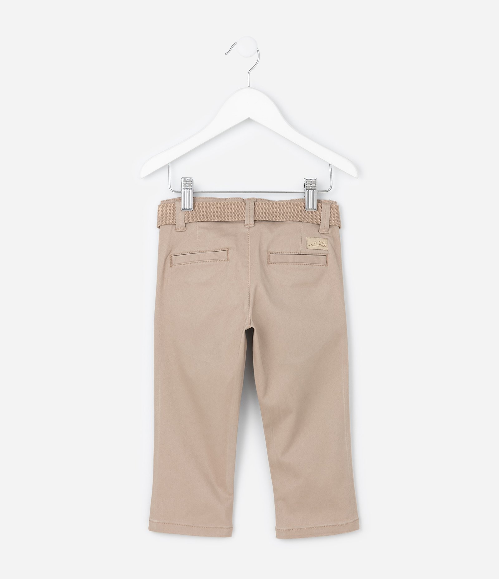 Calça Infantil em Sarja com Bolso Faca e Cinto - Tam 1 a 6 Anos Marrom 2