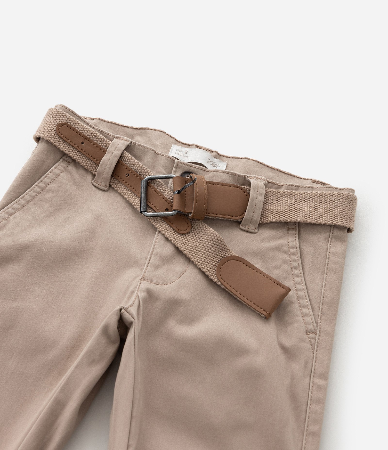 Calça Infantil em Sarja com Bolso Faca e Cinto - Tam 1 a 6 Anos Marrom 7