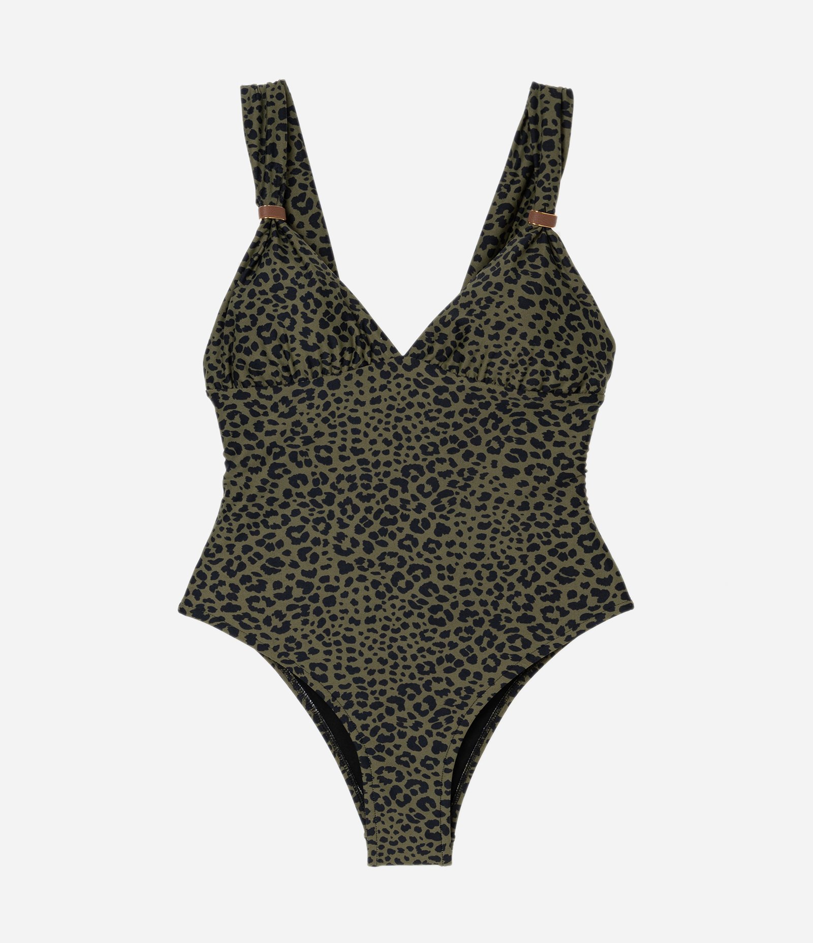Maiô Body em Microfibra Animal Print com Alças Largas e Aviamento Verde 5