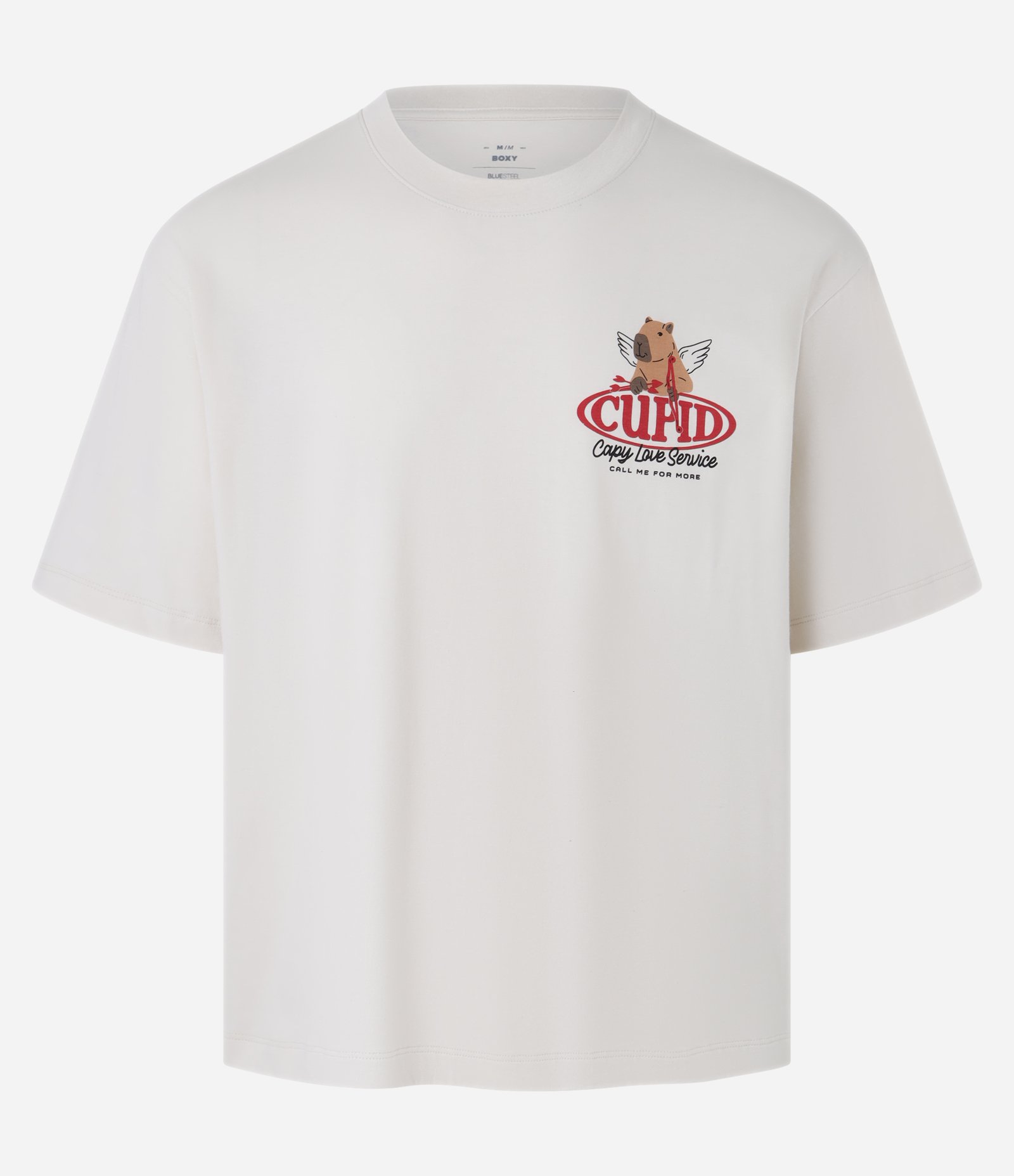 Camiseta Boxy em Algodão com Estampa de Capivara Cupido Bege 5